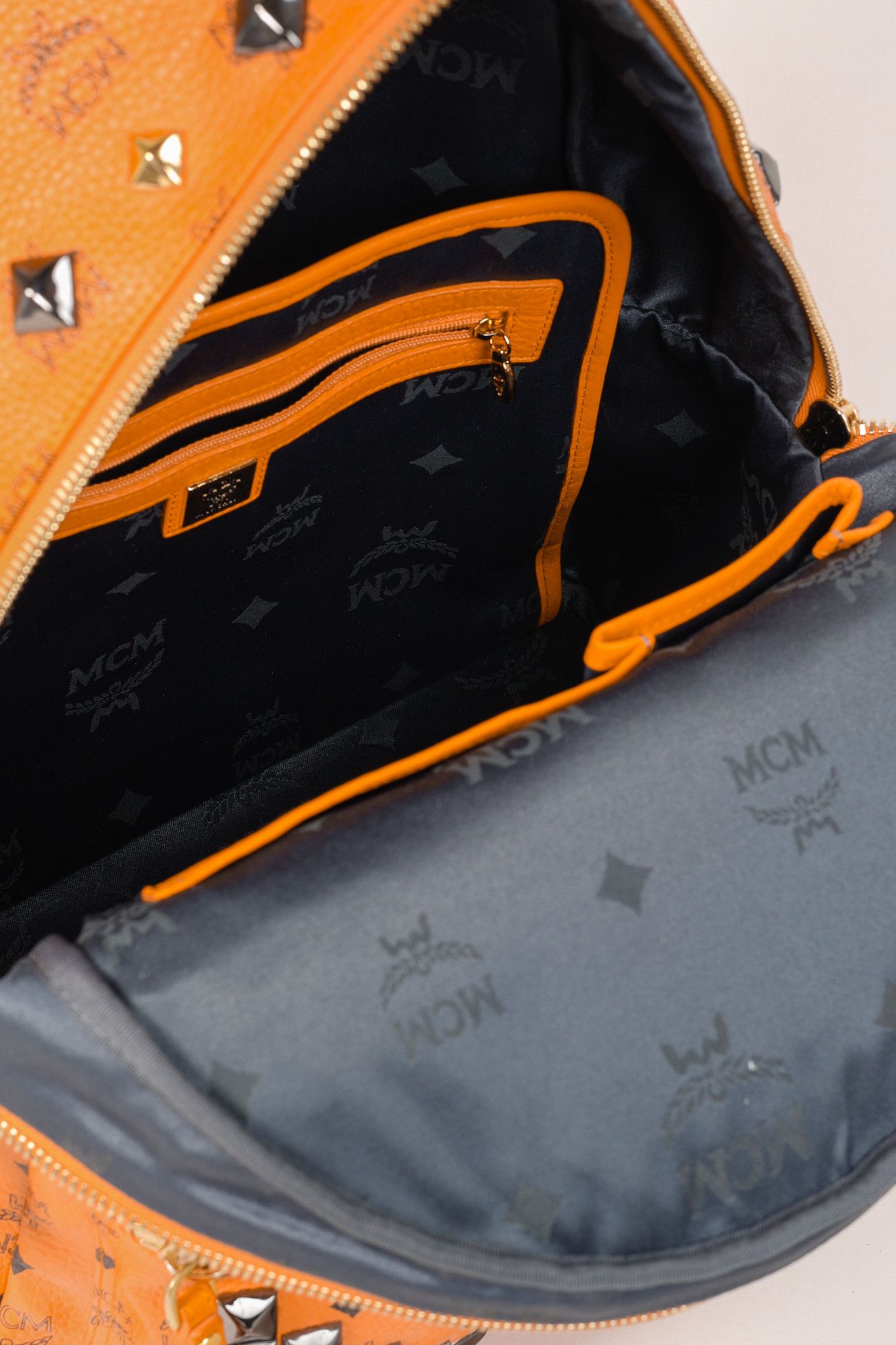 MCM MCM Stark Metal Studs Orange Monogram Backpack Size ONE SIZE - 14 Thumbnail