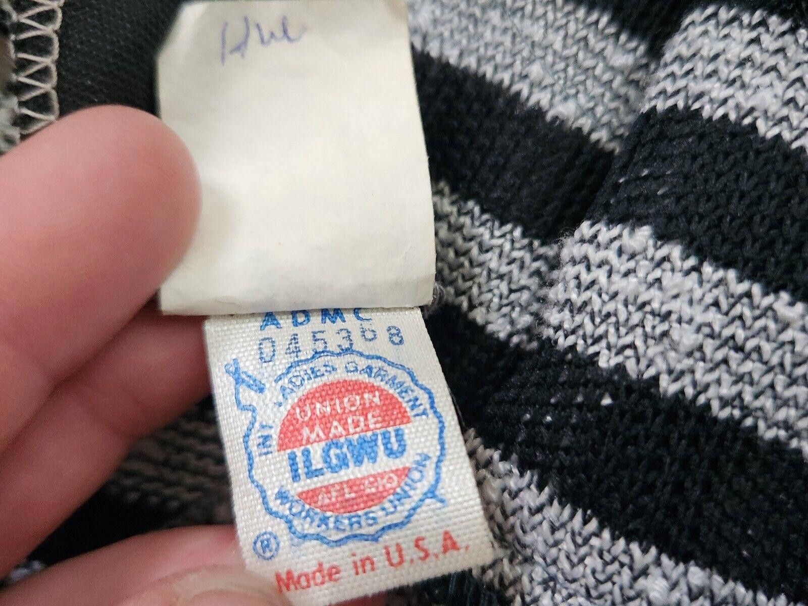 Designer Vintage Union Made Dress Black White Stripes 10 Sheath Knee Size L / US 10 / IT 46 - 5 Thumbnail