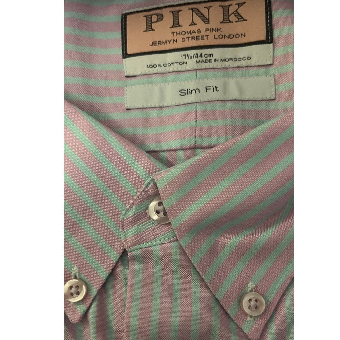 Thomas Pink Thomas Pink Slim Fit 17.5 / 44 cm Button Down Dress Shirt Size US S / EU 44-46 / 1 - 2 Thumbnail
