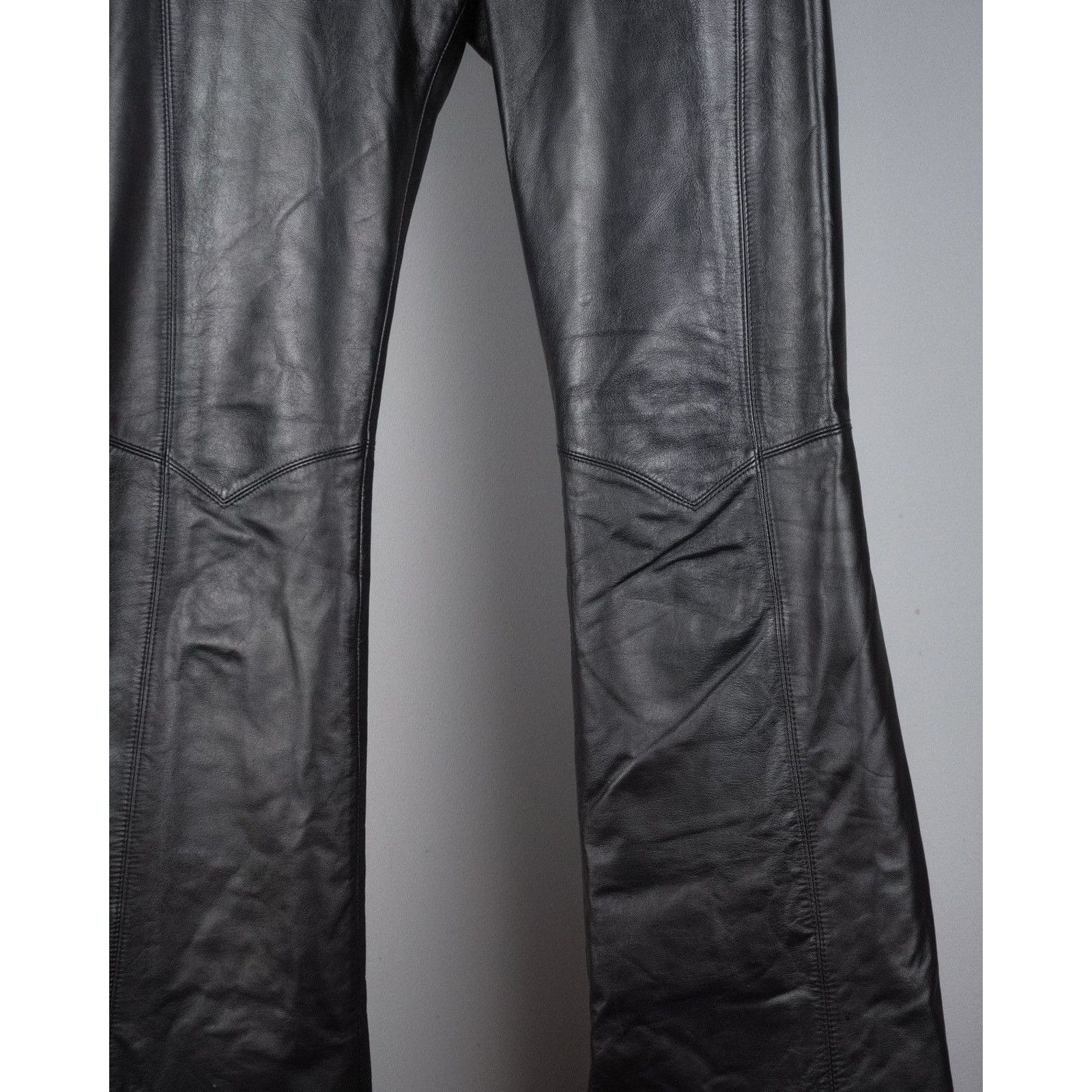 Levi's × Vintage Vintage levis real leather red logo black flared pants Size US 29 - 3 Thumbnail