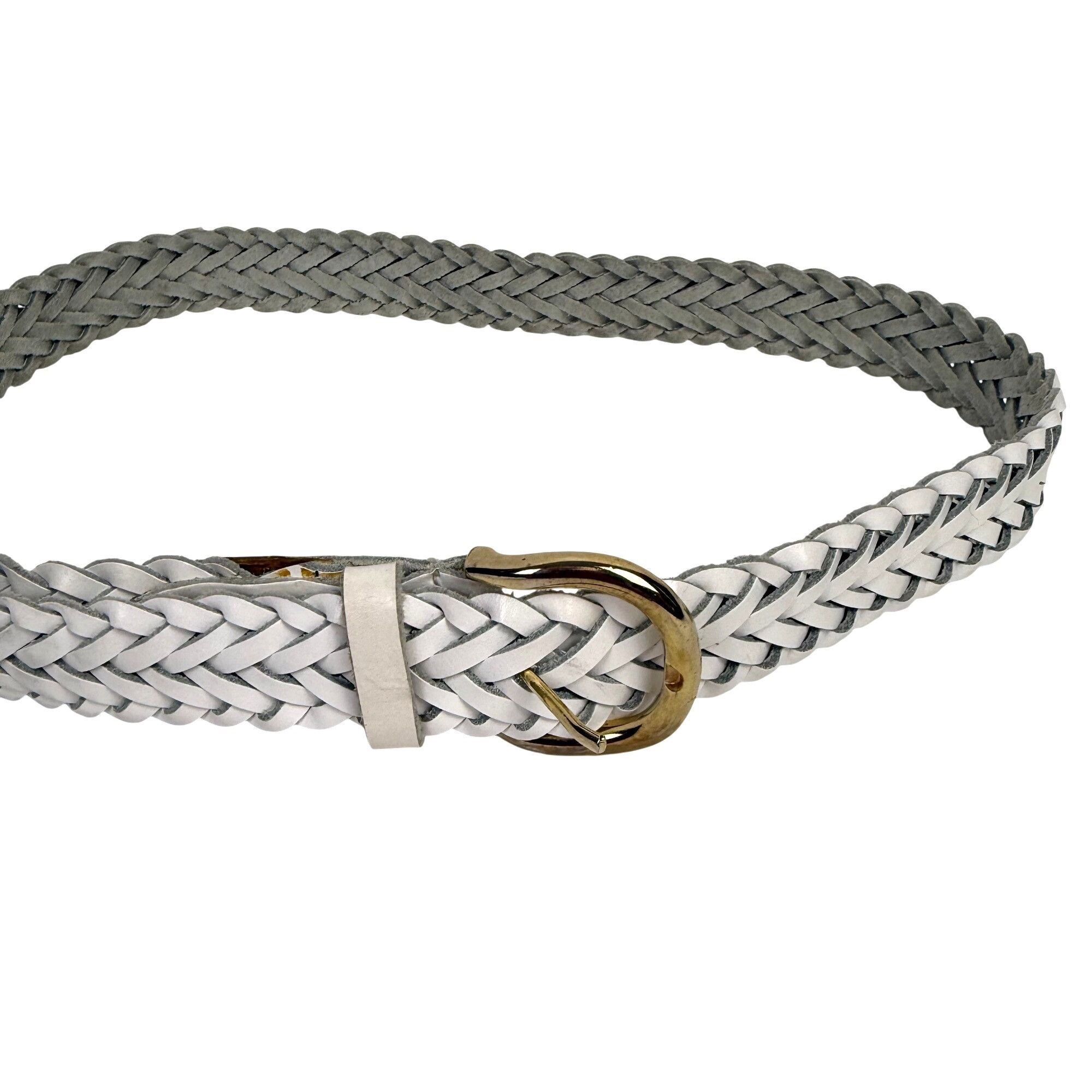 Other Vintage 90s White Leather Braided Women’s Belt with Gold Har Size ONE SIZE - 5 Thumbnail