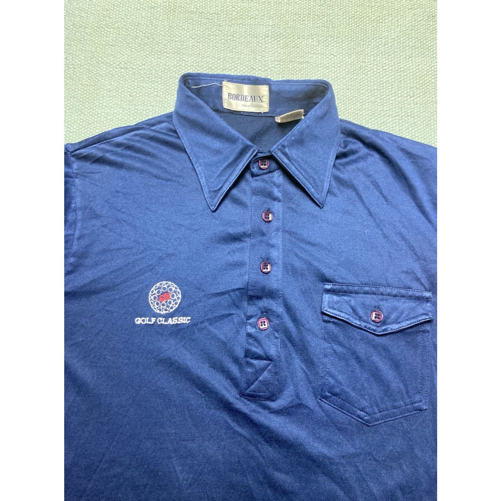 Vintage VINTAGE Golf Polo Shirt 80s Navy Blue Bordeaux Medium Men Short Sleeve Classic Blue Polo M Mens Size US M / EU 48-50 / 2 - 2 Thumbnail