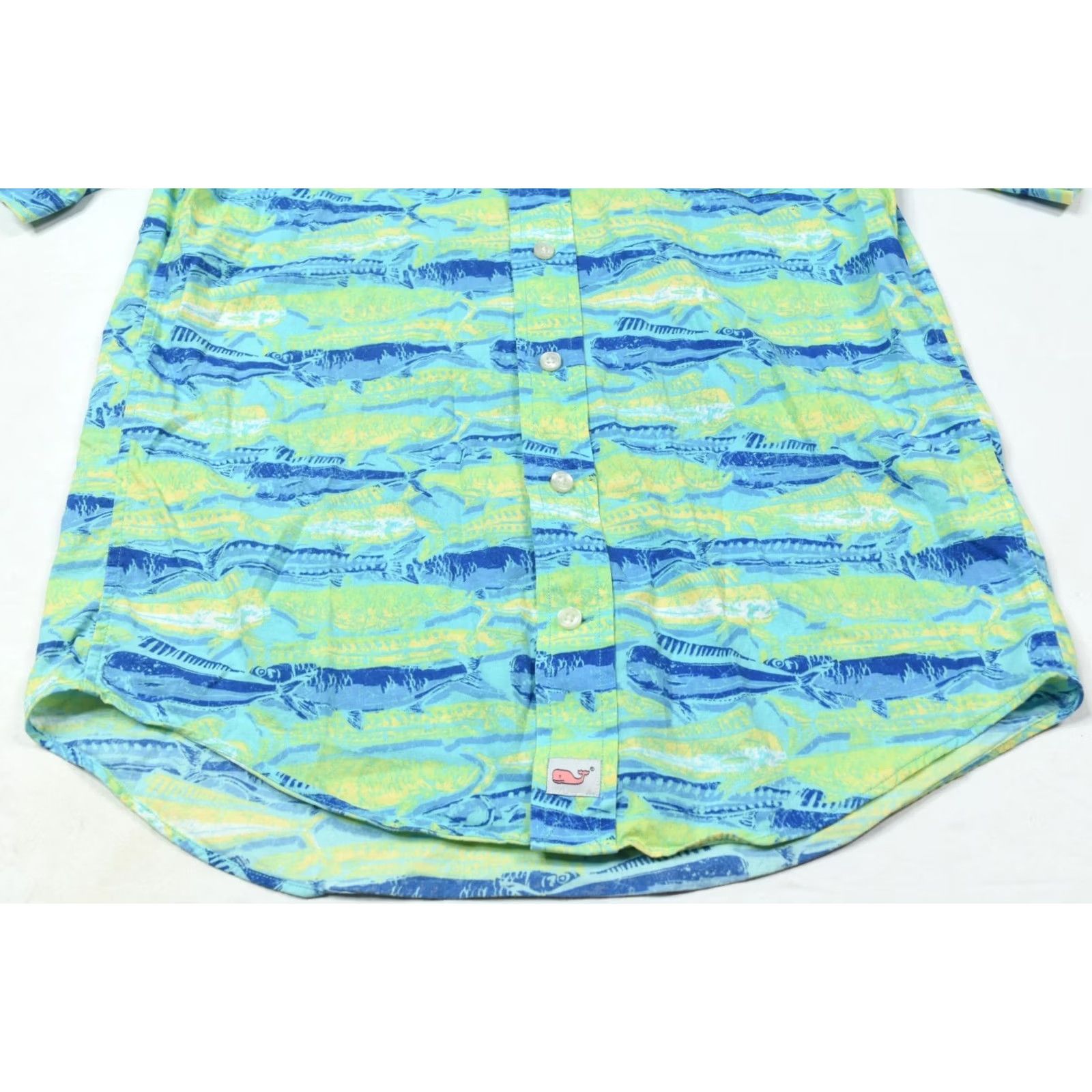 Vineyard Vines Vineyard Vines Murray Shirt Mens Small Blue Green Fish Classic Fit Cotton Rayon Shirt Size US S / EU 44-46 / 1 - 5 Thumbnail