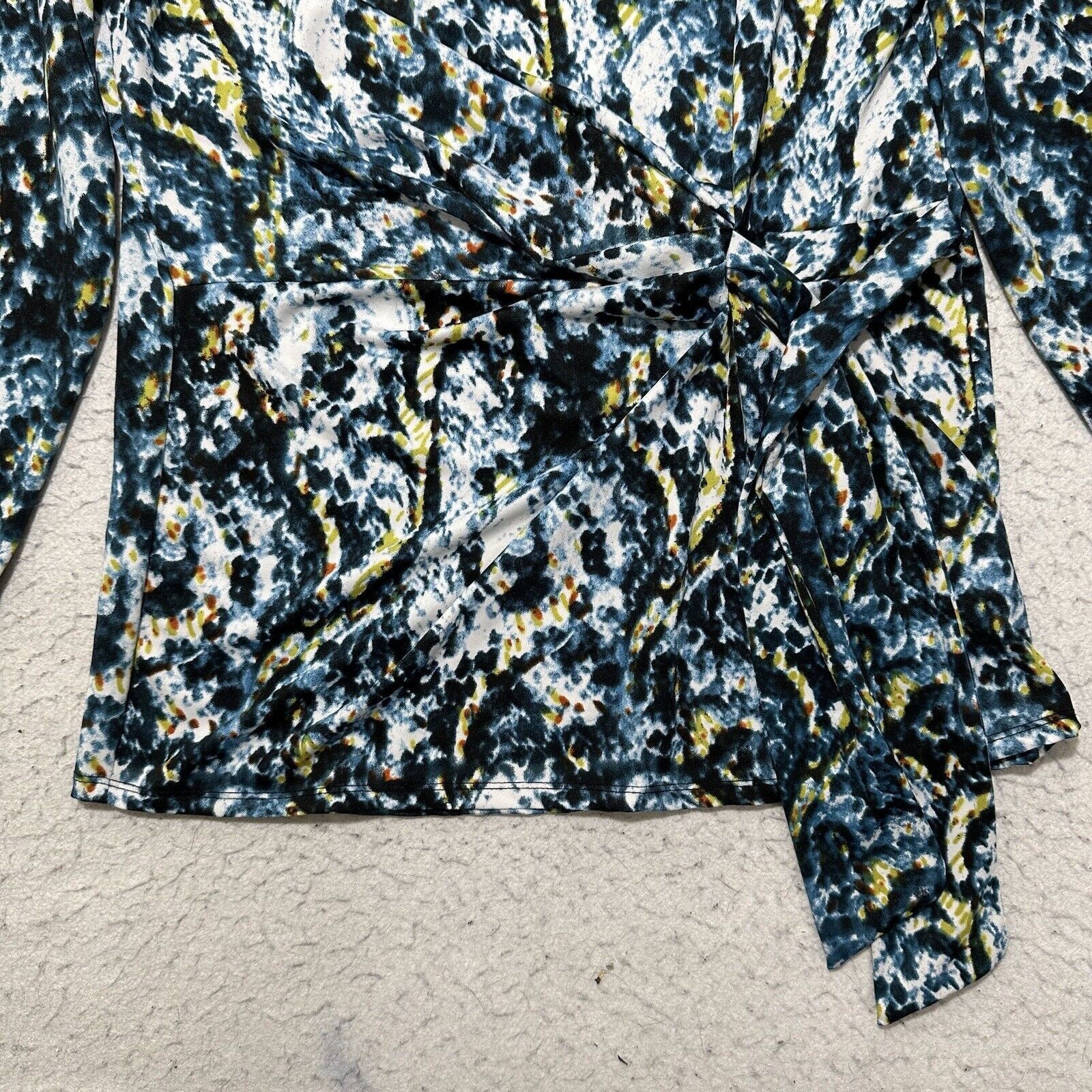 Other Notations Medium Blouse Blue Teal White Pullover Wrap Top Size M / US 6-8 / IT 42-44 - 5 Thumbnail