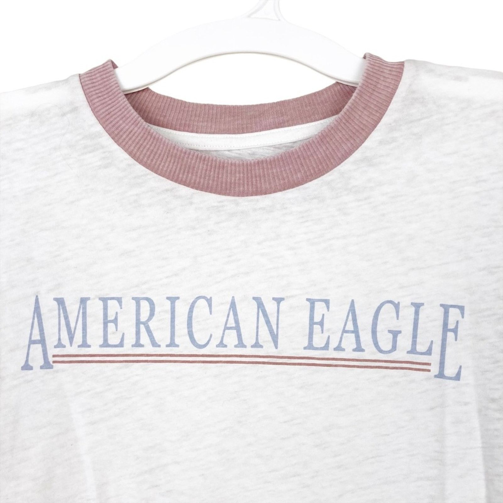 American Eagle Outfitters American Eagle White Burnout Spellout Ringer T Shirt Sz XS Size XS / US 0-2 / IT 36-38 - 2 Thumbnail