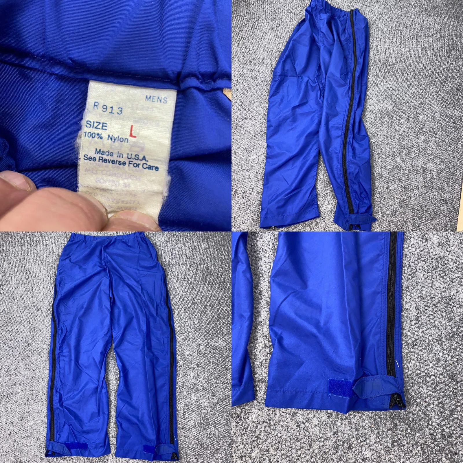 Vintage VINTAGE L.L. Bean Rain Pants Mens Large Blue Nylon Side Zip Overpants 90s USA Regular 33in Waist Mens Size US 33 - 8 Thumbnail