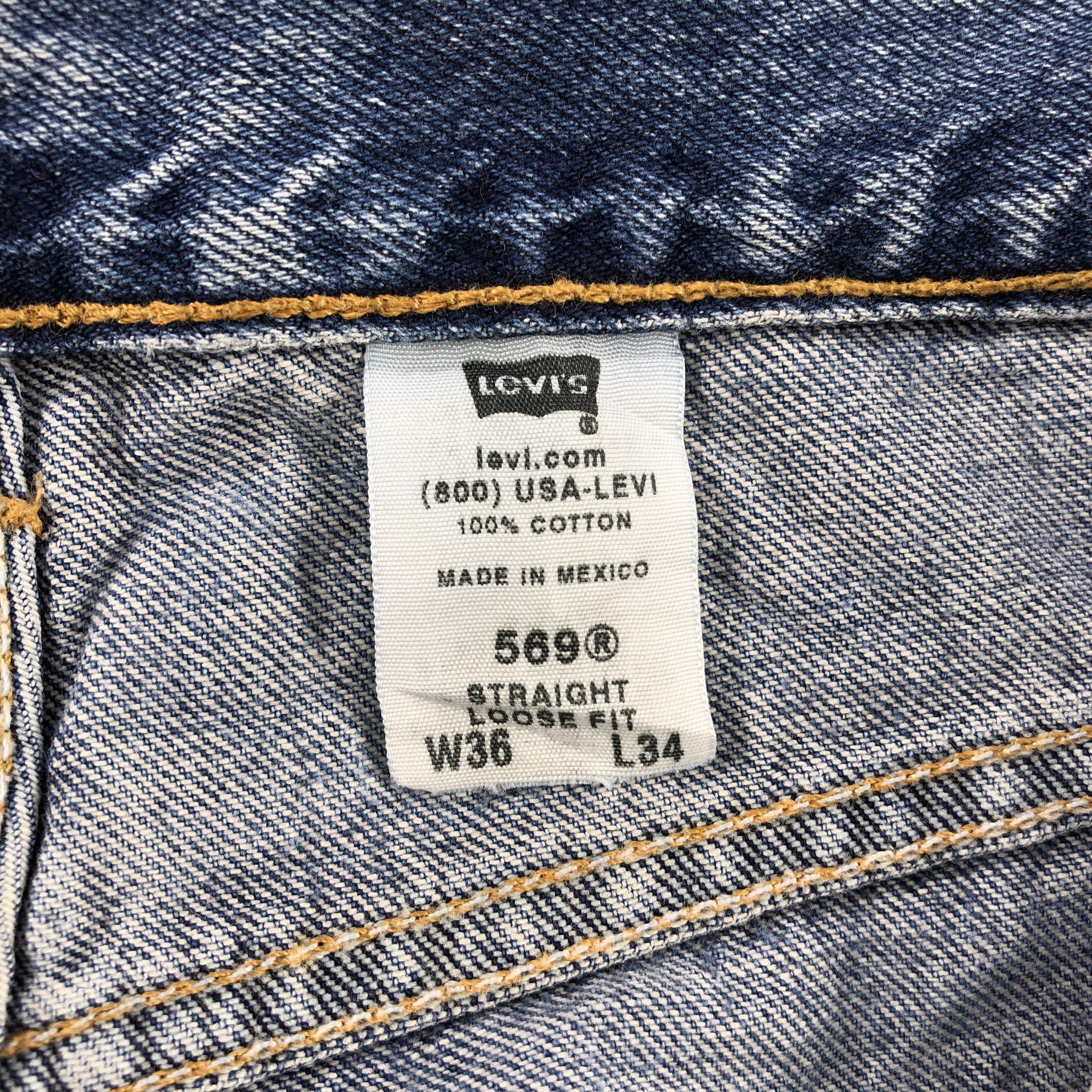 Levi's Faded Blue Vintage Levis 569 Jeans Straight Denim-J1067 Size US 35 - 10 Thumbnail