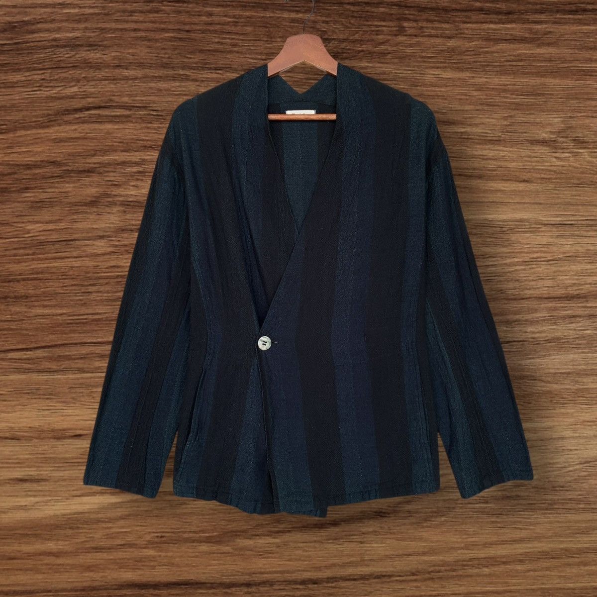 Issey Miyake ISSEY MIYAKE PLANTATION INDIGO MINIMALIST STRIPED COAT Size US M / EU 48-50 / 2 - 1 Thumbnail