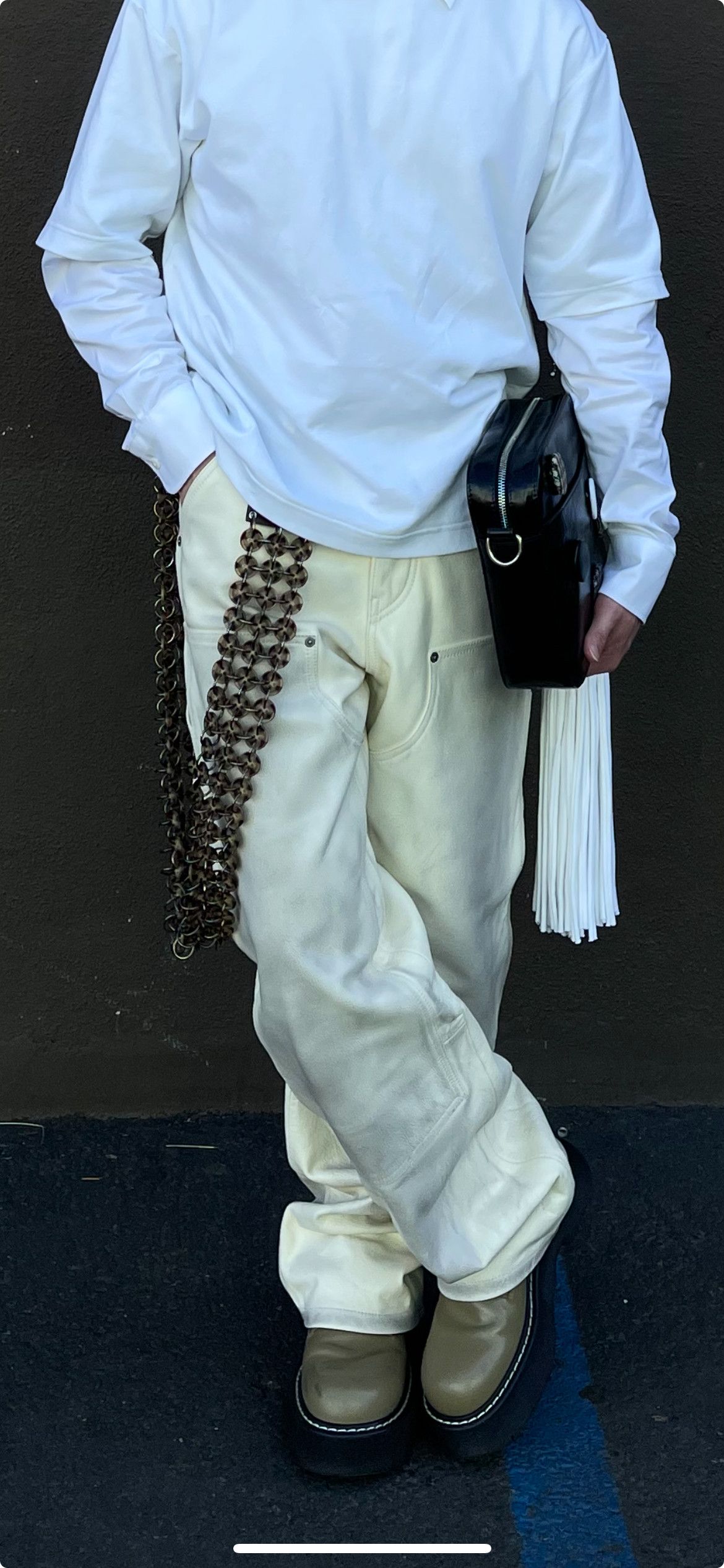 H&M × Heron Preston Double Knee Leather Pants Size US 29 - 3 Thumbnail
