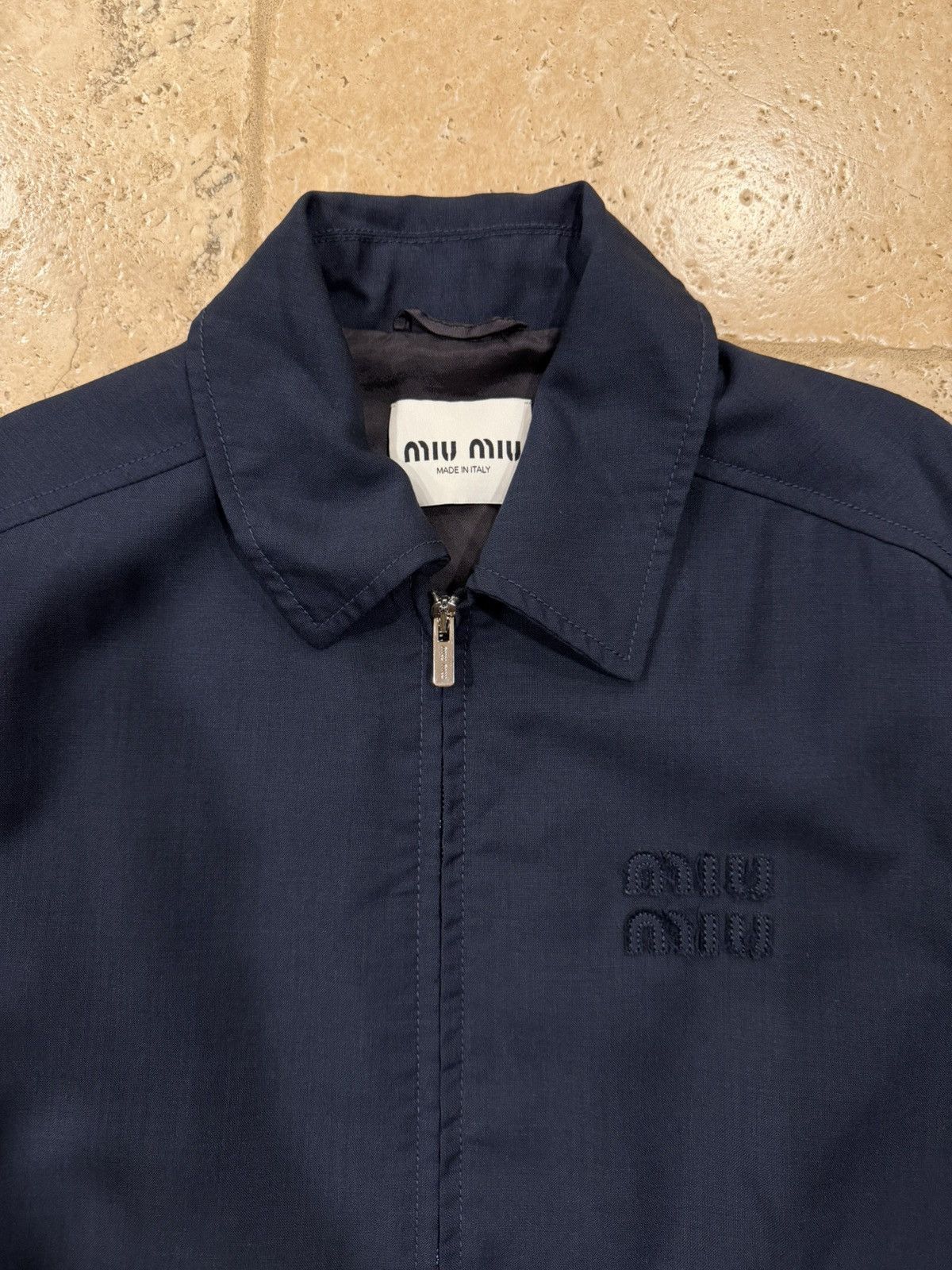 Miu Miu Miu Miu Mohair Blouson Zip Bomber Navy Blue Light Jacket Size XS / US 0-2 / IT 36-38 - 8 Thumbnail