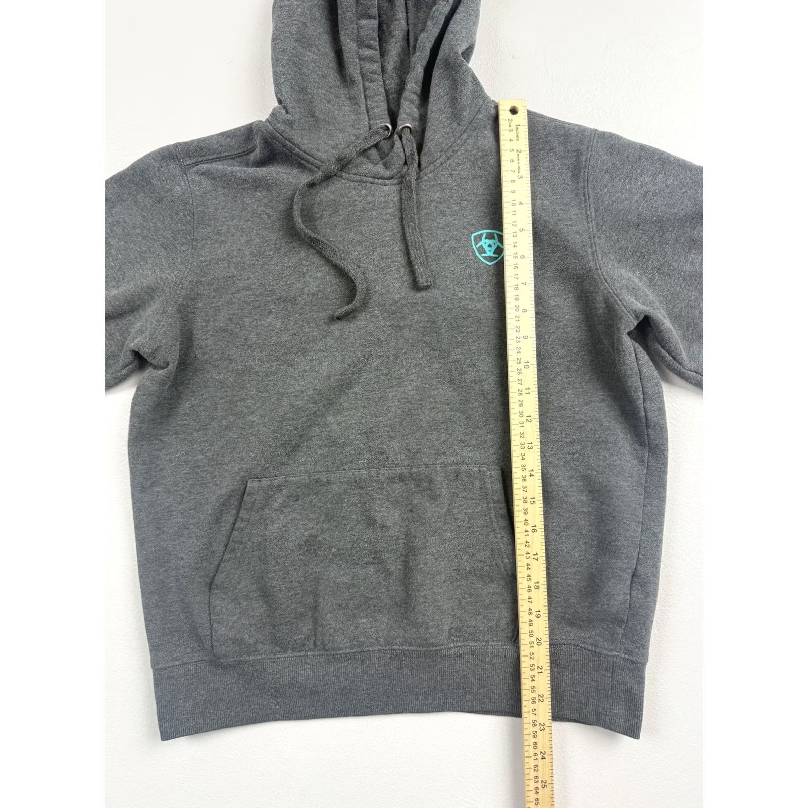 Ariat Ariat Hoodie Mens Gray Pullover Fleece Graphic Print Logo Sleeve Teal Read Sweatshirt Size US S / EU 44-46 / 1 - 4 Thumbnail