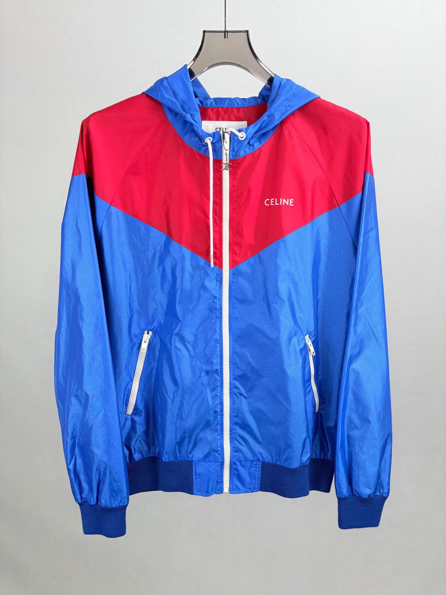 Celine CELINE Color Block Red & Blue Logo Nylon Jacket Size US S / EU 44-46 / 1 - 1 Thumbnail