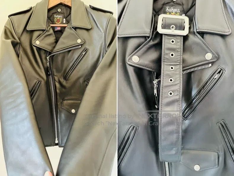 Schott Schott Cowhide locomotive cable-stayed jacket Size US S / EU 44-46 / 1 - 3 Thumbnail