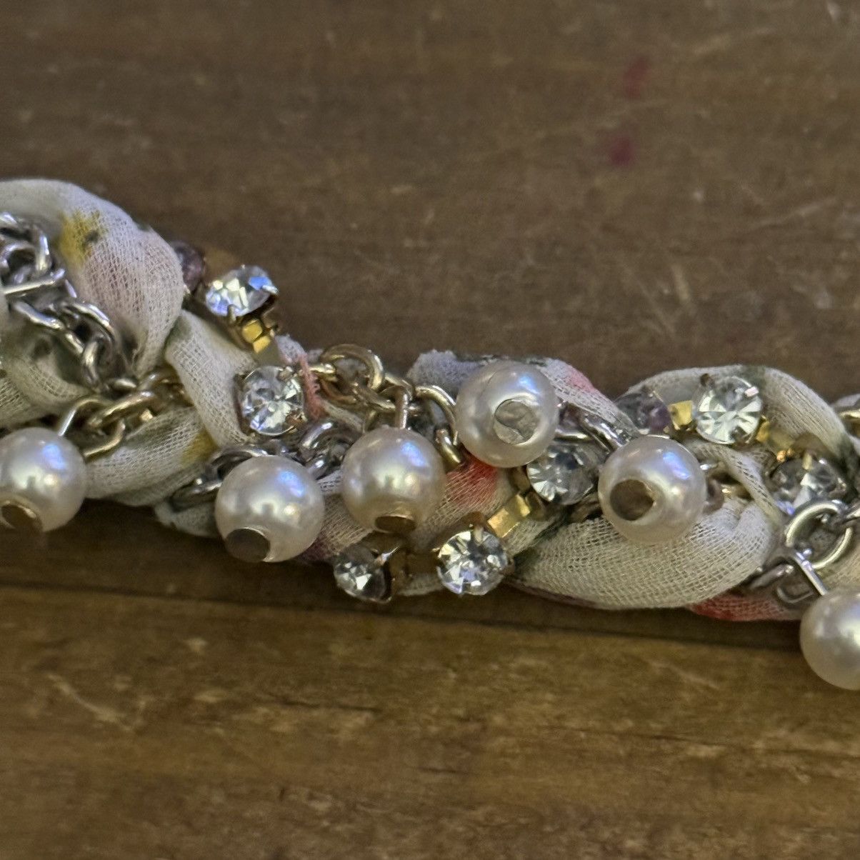 Other Pearls and rhinestones floral braided ribbon pendant necklac Size ONE SIZE - 4 Thumbnail