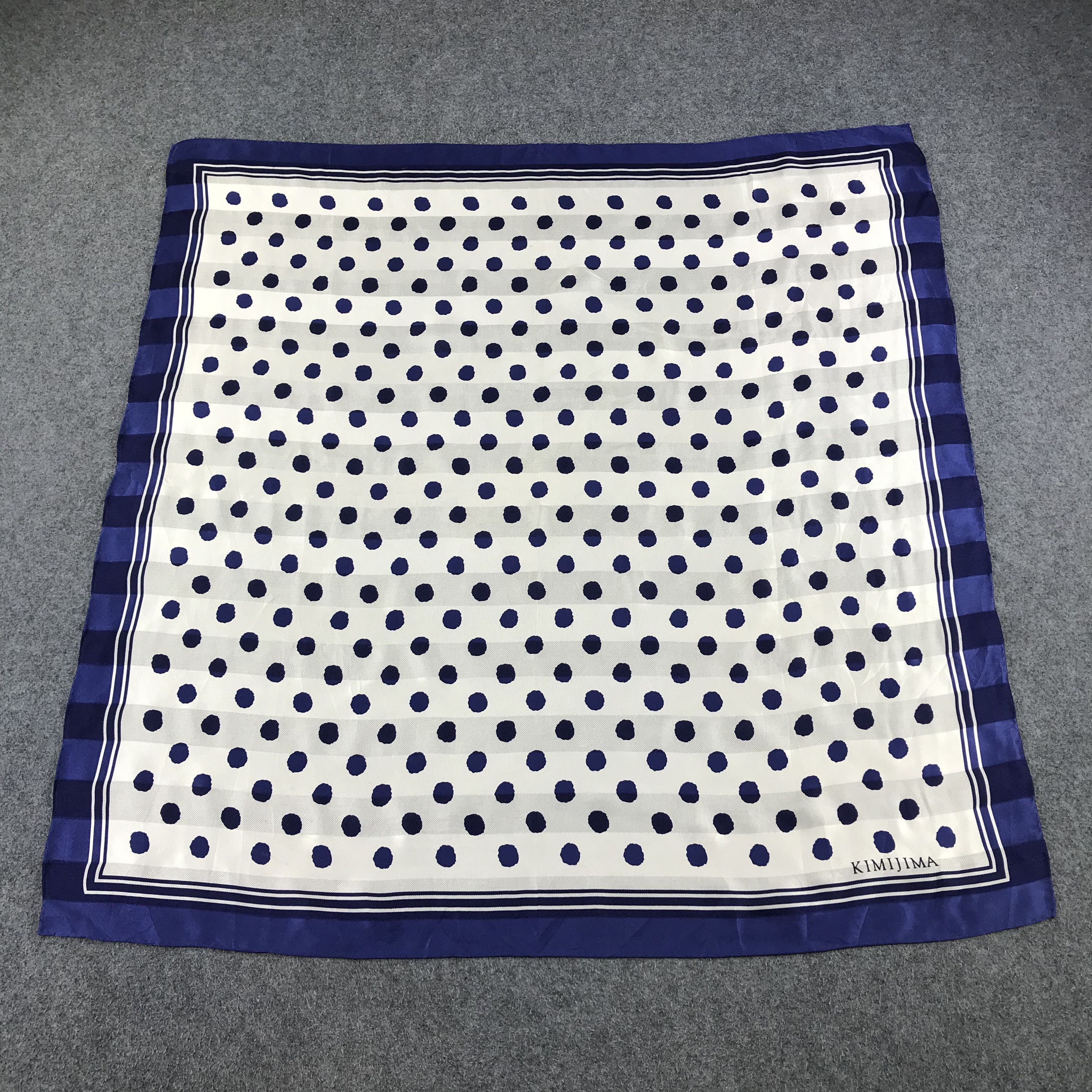 Japanese Brand Kimijima Polka Dots Slit Thread Silk Scarf M173 Size ONE SIZE - 2 Thumbnail