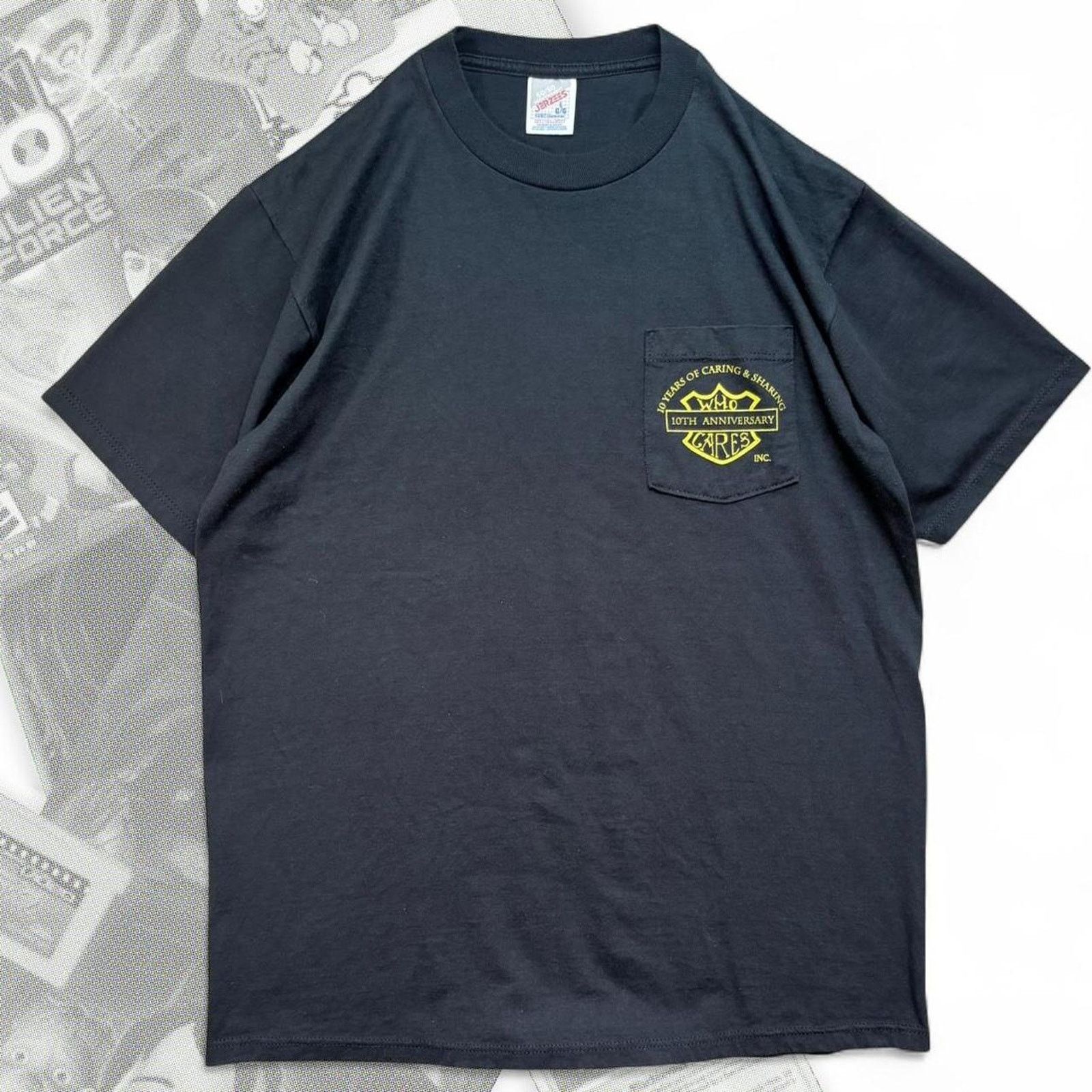 Jerzees Black vintage 90s who cares Size US L / EU 52-54 / 3 - 1 Thumbnail