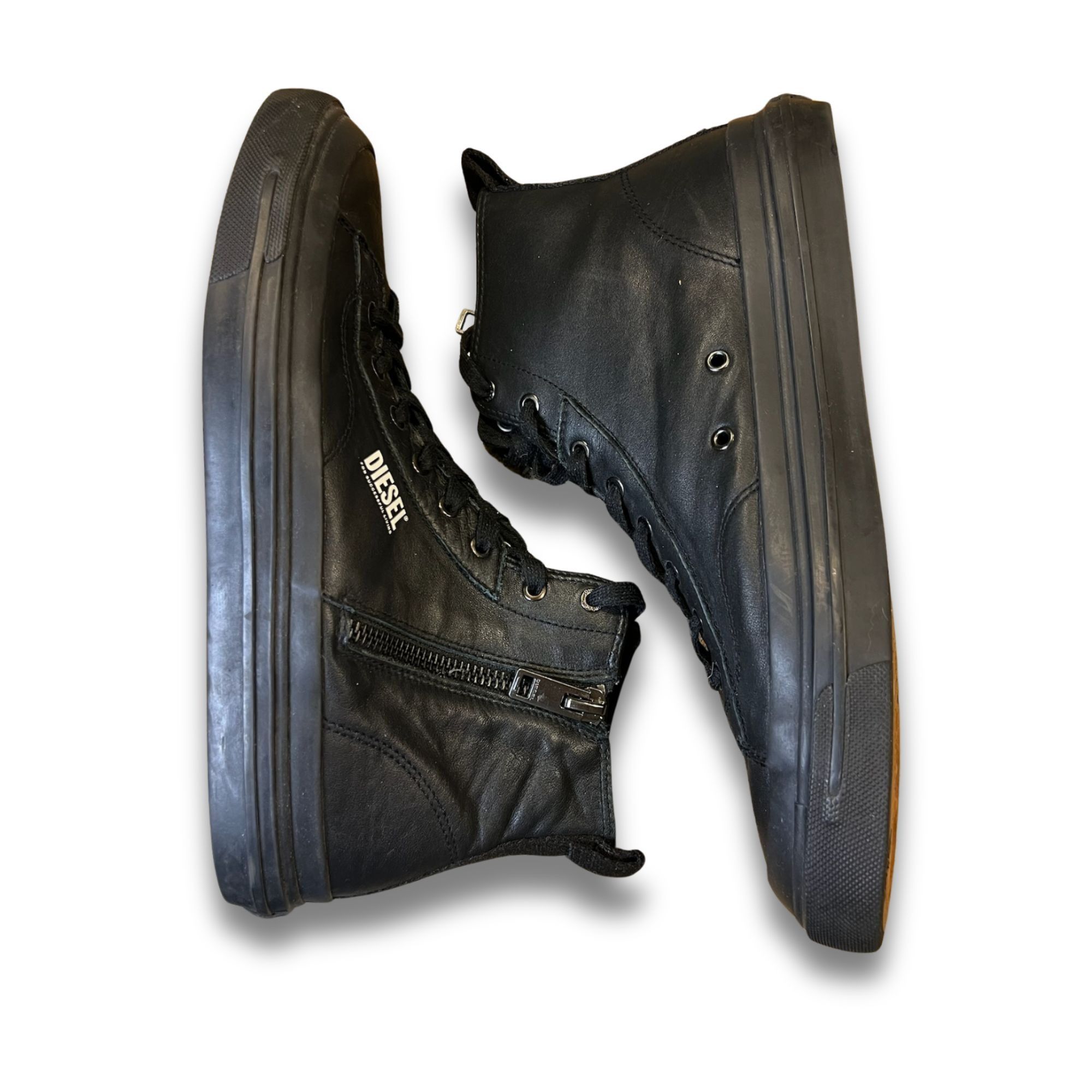 Diesel Diesel sz 12.5 S-Athos DV Mid Black Leather Sneakers Size US 12.5 / EU 45-46 - 2 Thumbnail