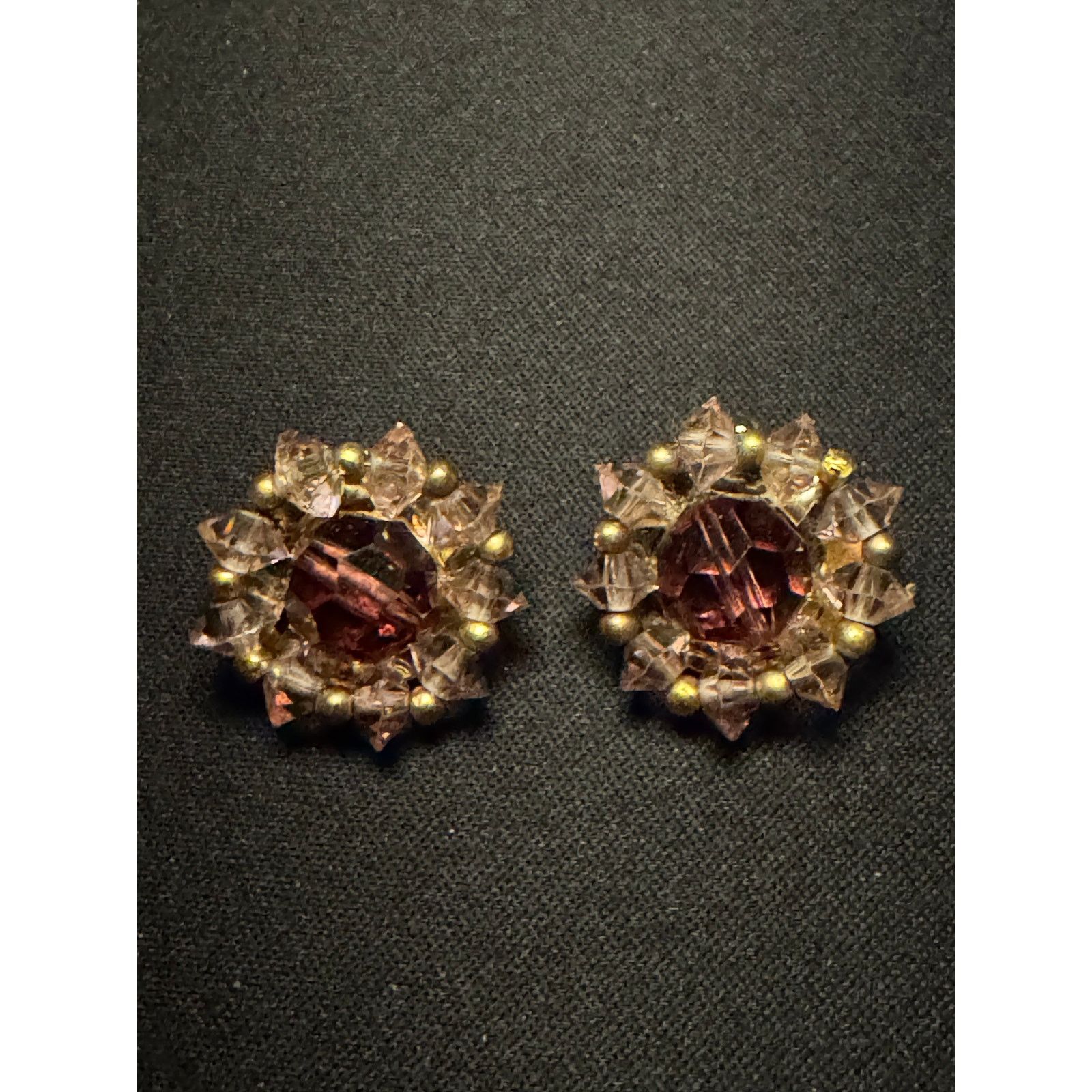 Other Vintage Lisner Gold Tone Purple Rhinestone Clip On Earrings Size ONE SIZE - 2 Thumbnail
