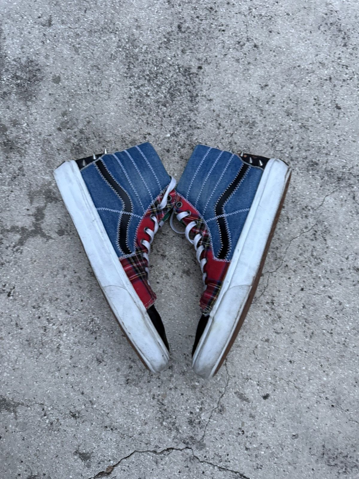 Vans Vans Sk8-Hi Tartan Daze Leather Denim Studded Men's Size 9 Size US 9 / EU 42 - 3 Thumbnail