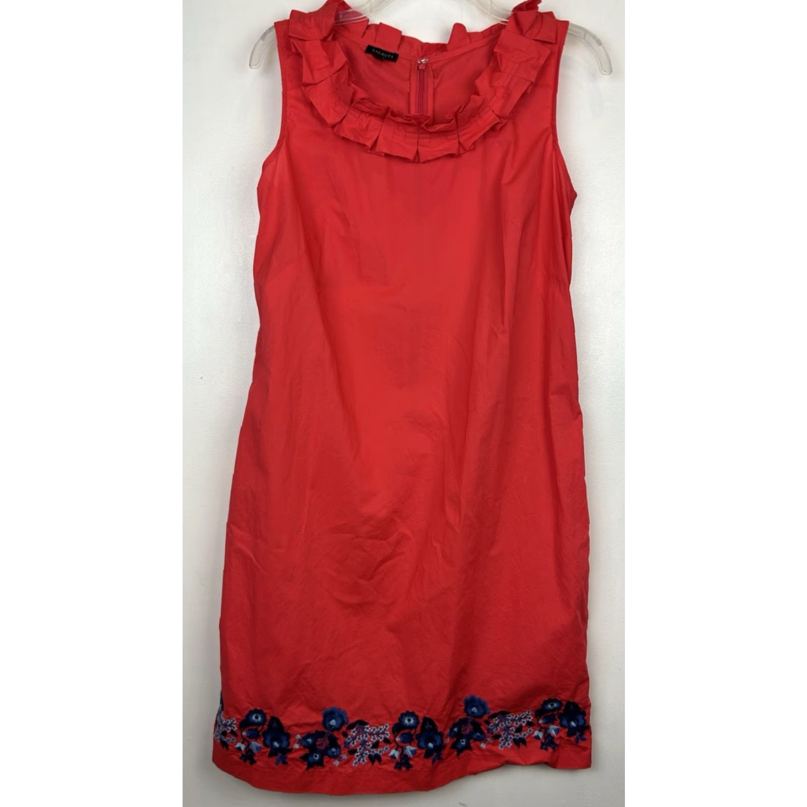 **Red Floral Cotton Embroidered Talbots Women's Shift Dress Size 8** User: **Red Floral Cotton Embroidered Talbots Women's Shift Dress Size 8**