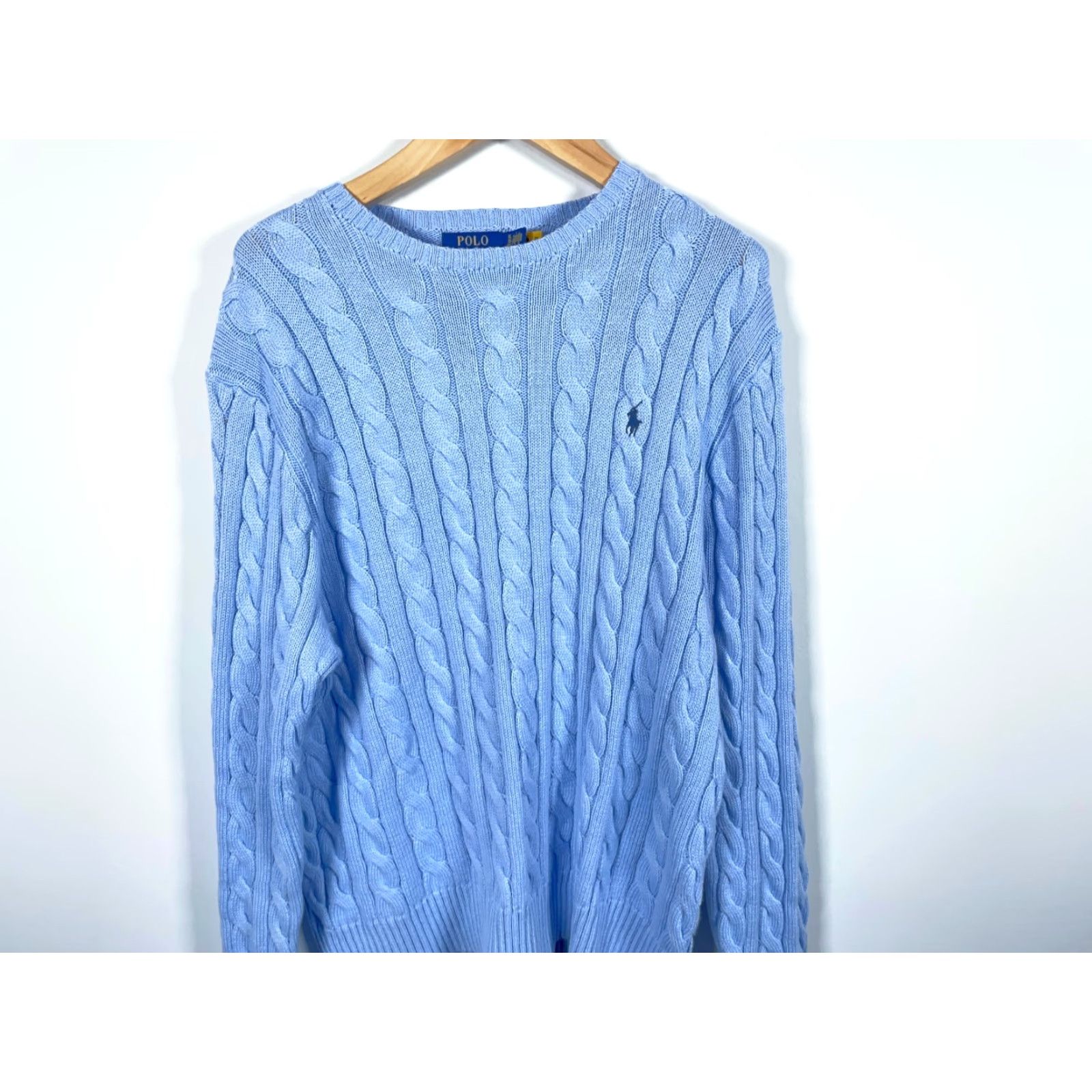 Polo Ralph Lauren Polo Ralph Lauren Sweater Men XL Blue Cable Knit 100% Cotton Crewneck Size US XL / EU 56 / 4 - 4 Thumbnail