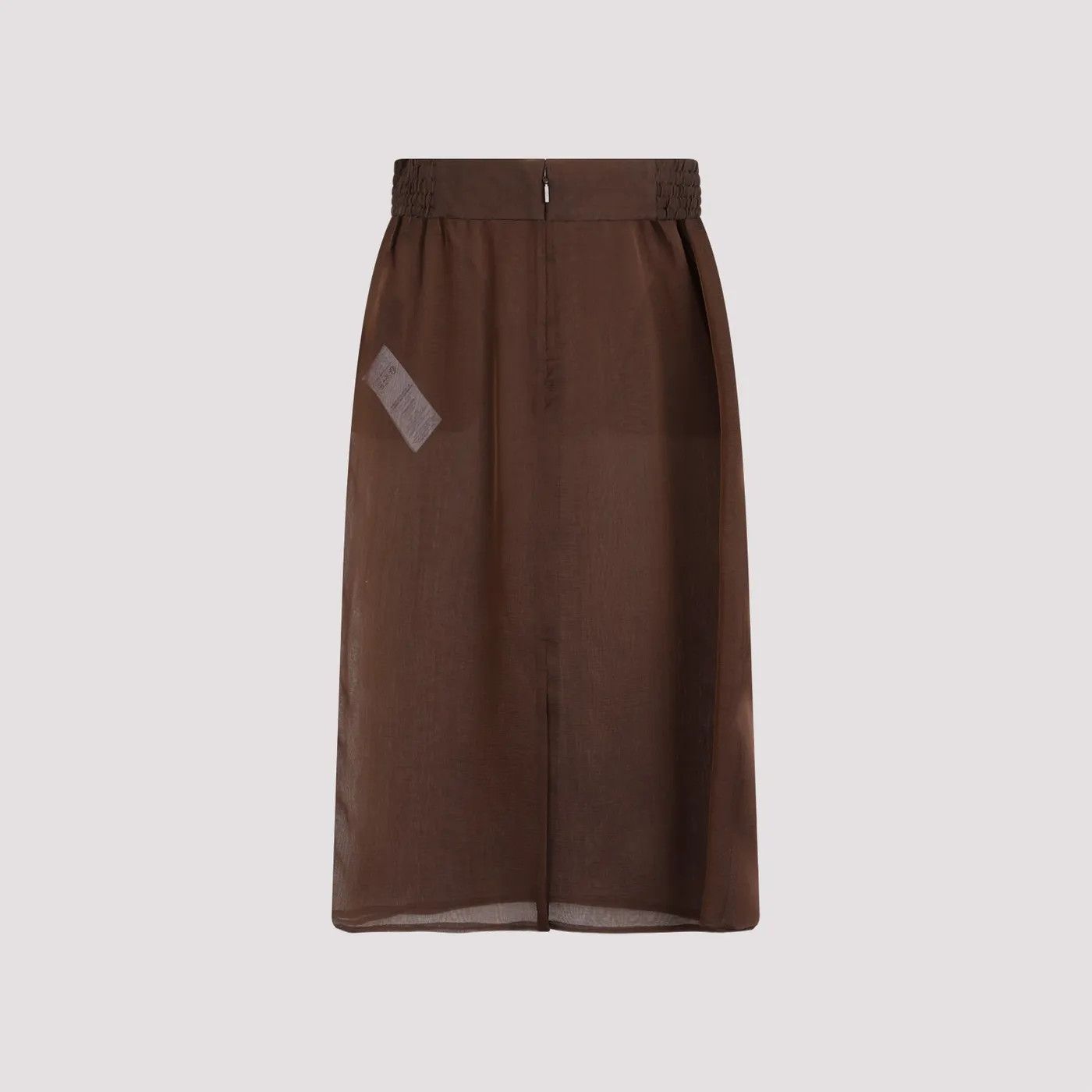 Saint Laurent Paris o1s1wg111024 Pencil Skirt in Silk Muslin in Brown Size 25" / US 0 / IT 36 - 2 Thumbnail