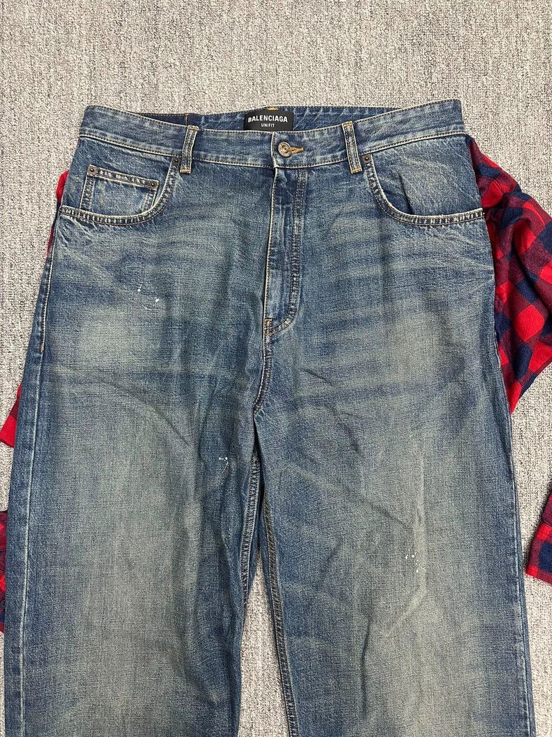 Balenciaga Balenciaga size M Fake two-piece plaid shirt stitching jea Size US 27 - 2 Thumbnail