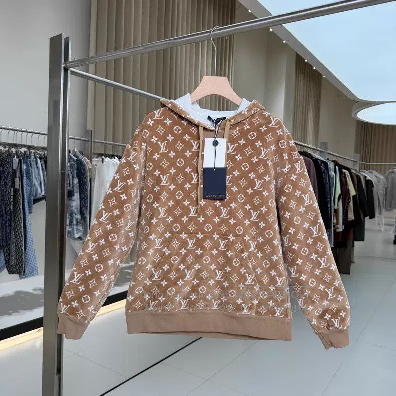 Louis Vuitton Louis Vuitton Caramel brown full-print velvet hooded sweat Size US M / EU 48-50 / 2 - 1 Thumbnail