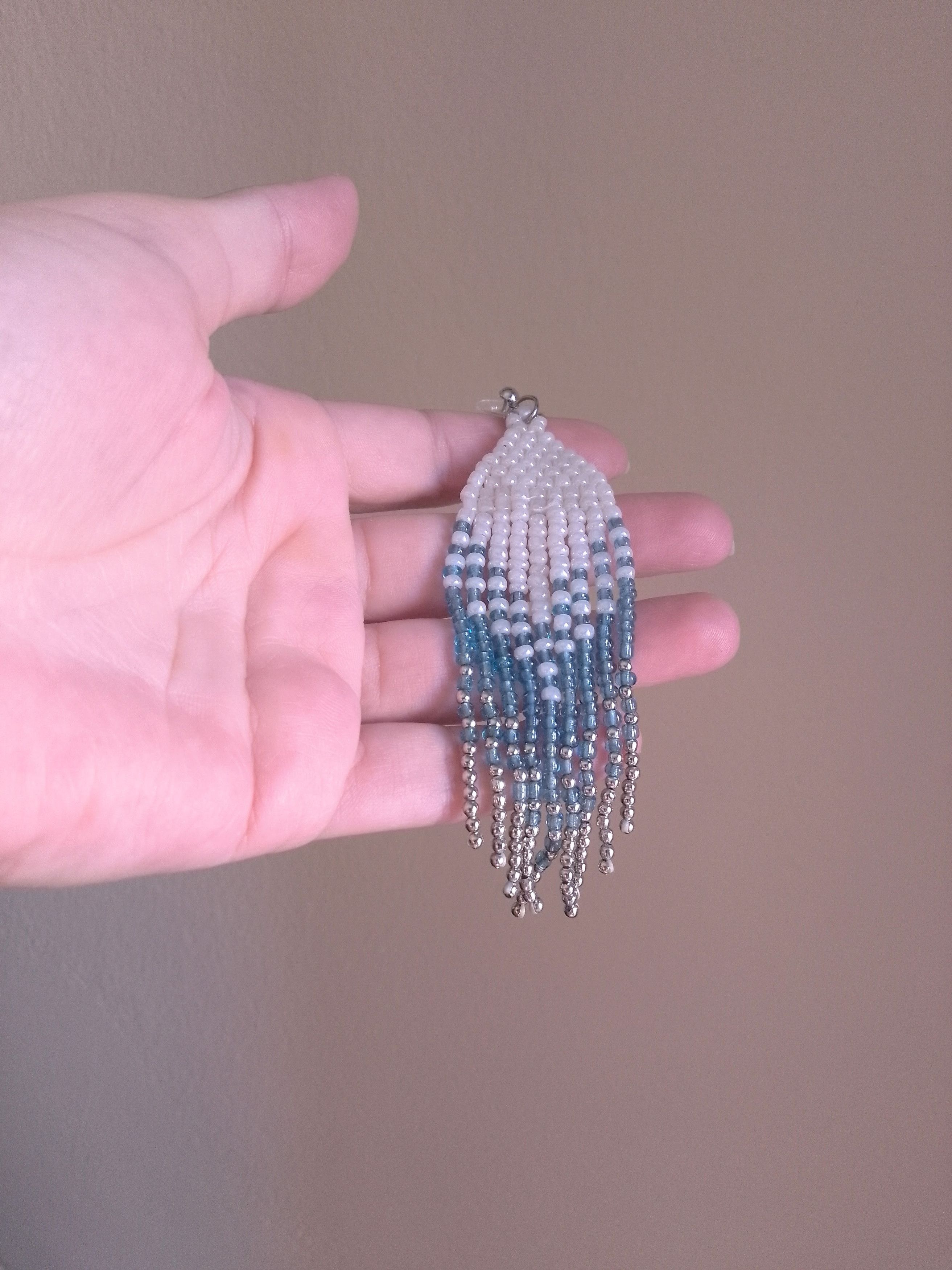 Handmade Earrings White Elegant Long Ethnic Bangs Size ONE SIZE - 4 Thumbnail