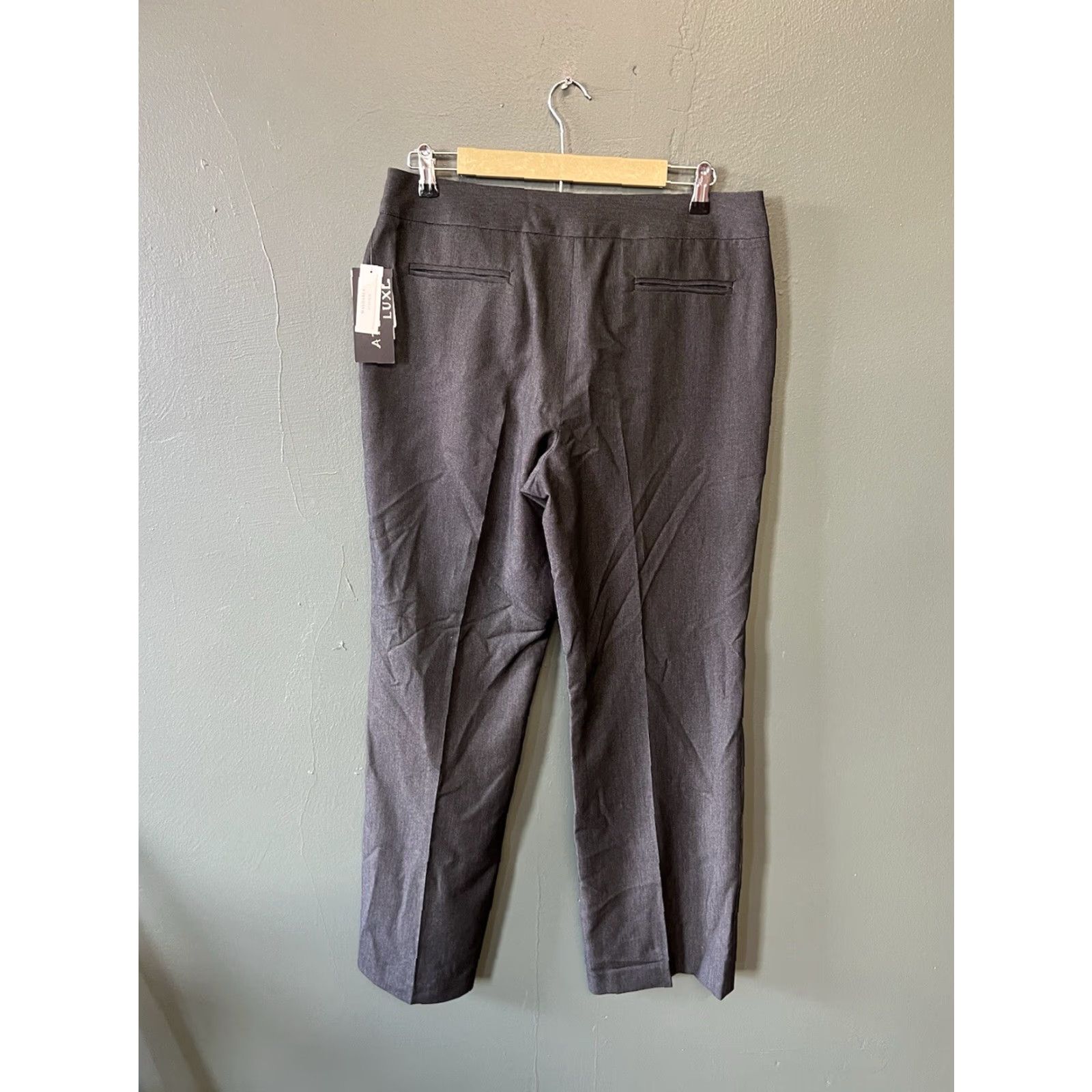 Vintage Atelier Luxe Womens Black Business Tapered Pants Size 10 NWT Gray Dress Pants NWT Size 32" / US 10 / IT 46 - 2 Thumbnail