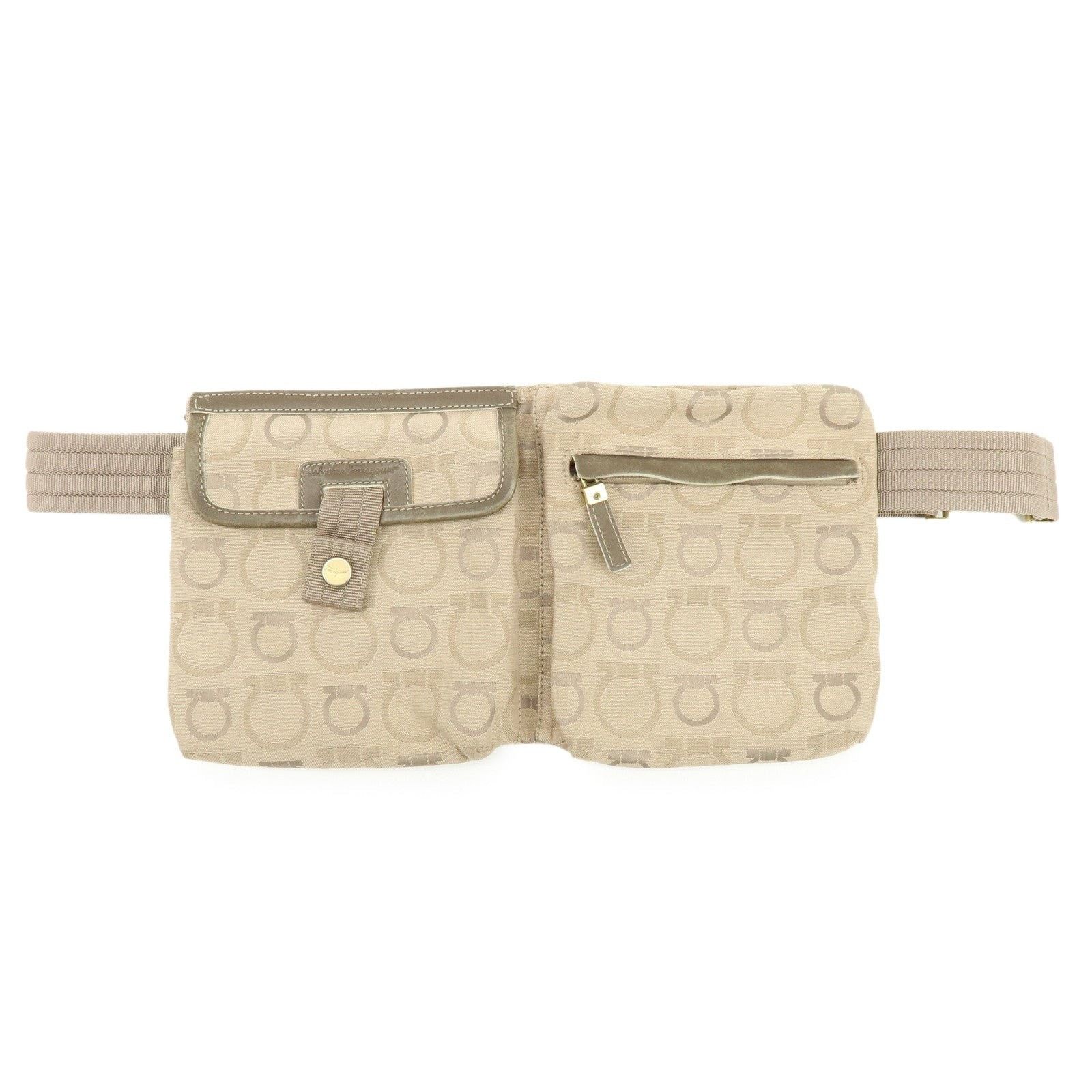 Salvatore Ferragamo Ferragamo Gancini Canvas Belt Bag Beige Size ONE SIZE - 1 Thumbnail