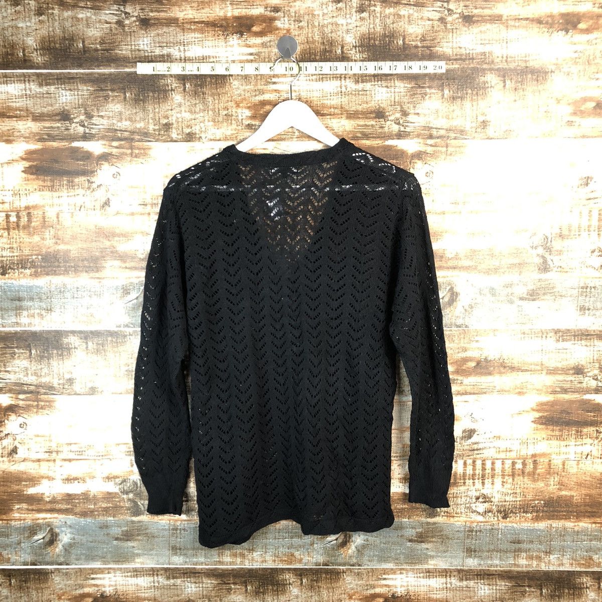 Japanese Brand Port Villa Black Cardigan crochet Knitwear #A1475 Size M / US 6-8 / IT 42-44 - 13 Thumbnail