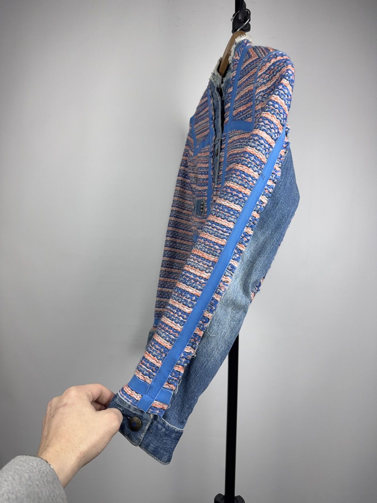 Desigual 00s Retro Desigual Patchwork Denim Cropped Jacket Y2K Size S / US 4 / IT 40 - 5 Thumbnail
