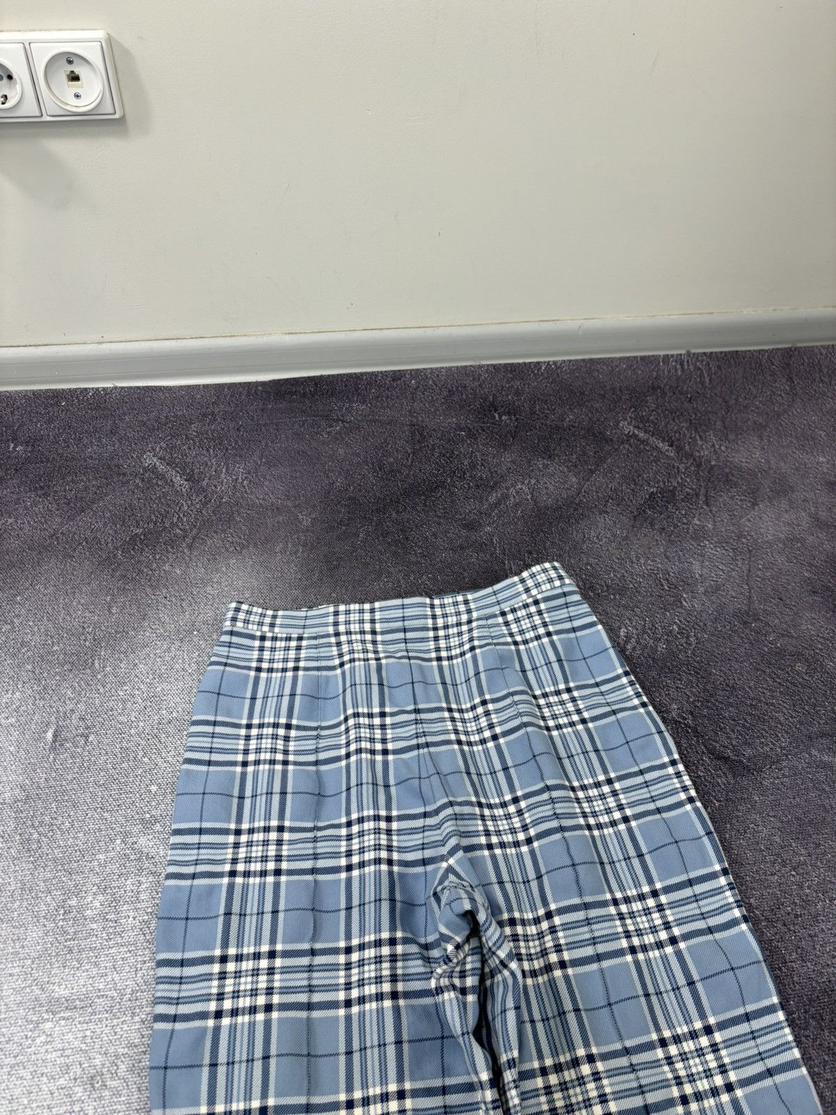 Escada Escada Margaretha Ley Vintage Tartan Check Blue Luxury Pants Size 32" / US 10 / IT 46 - 4 Thumbnail