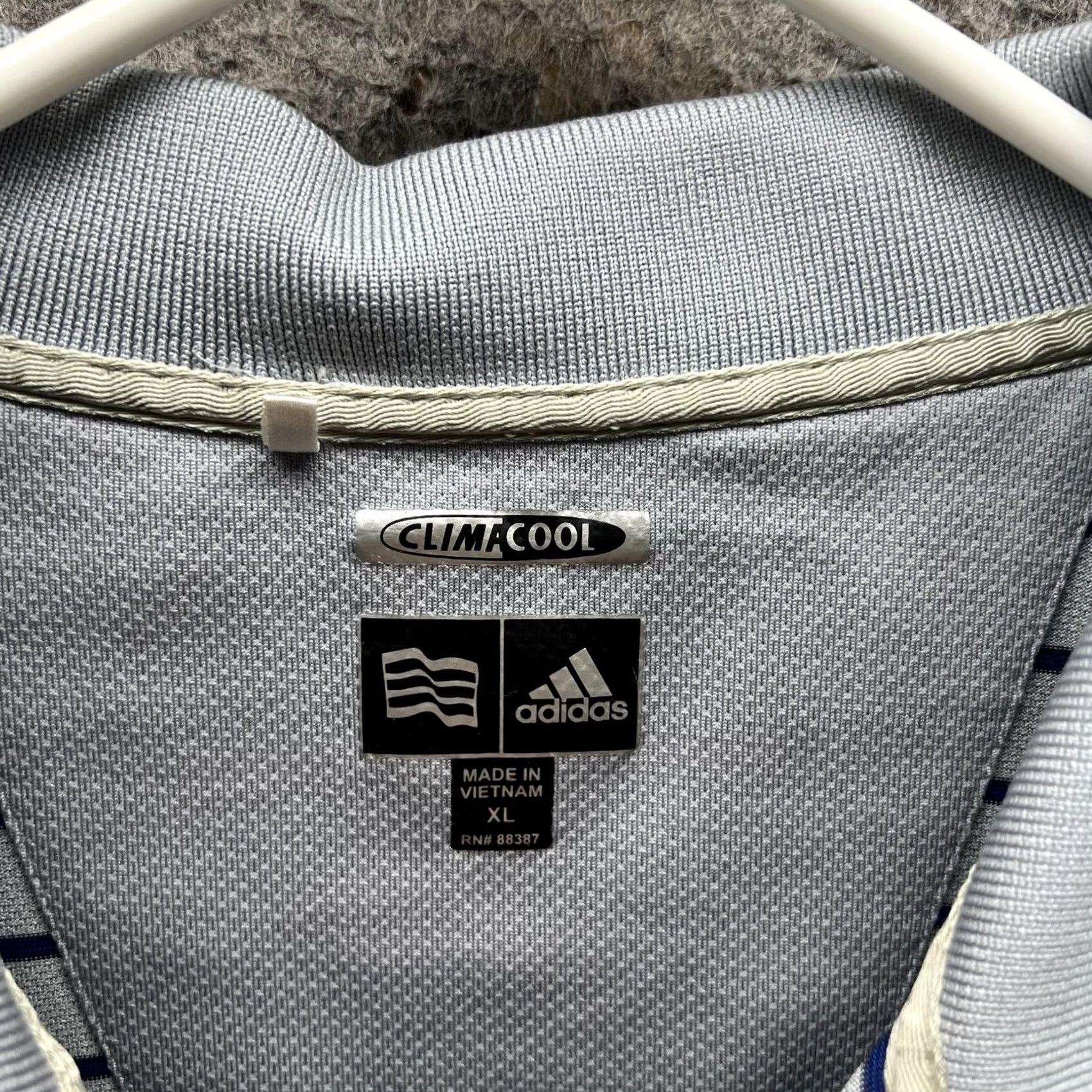Adidas Adidas Polo Shirt Men XL Gray Blue Striped Climacool Golf Short Sleeve Button Collar Casual Shirt Size US XL / EU 56 / 4 - 5 Thumbnail