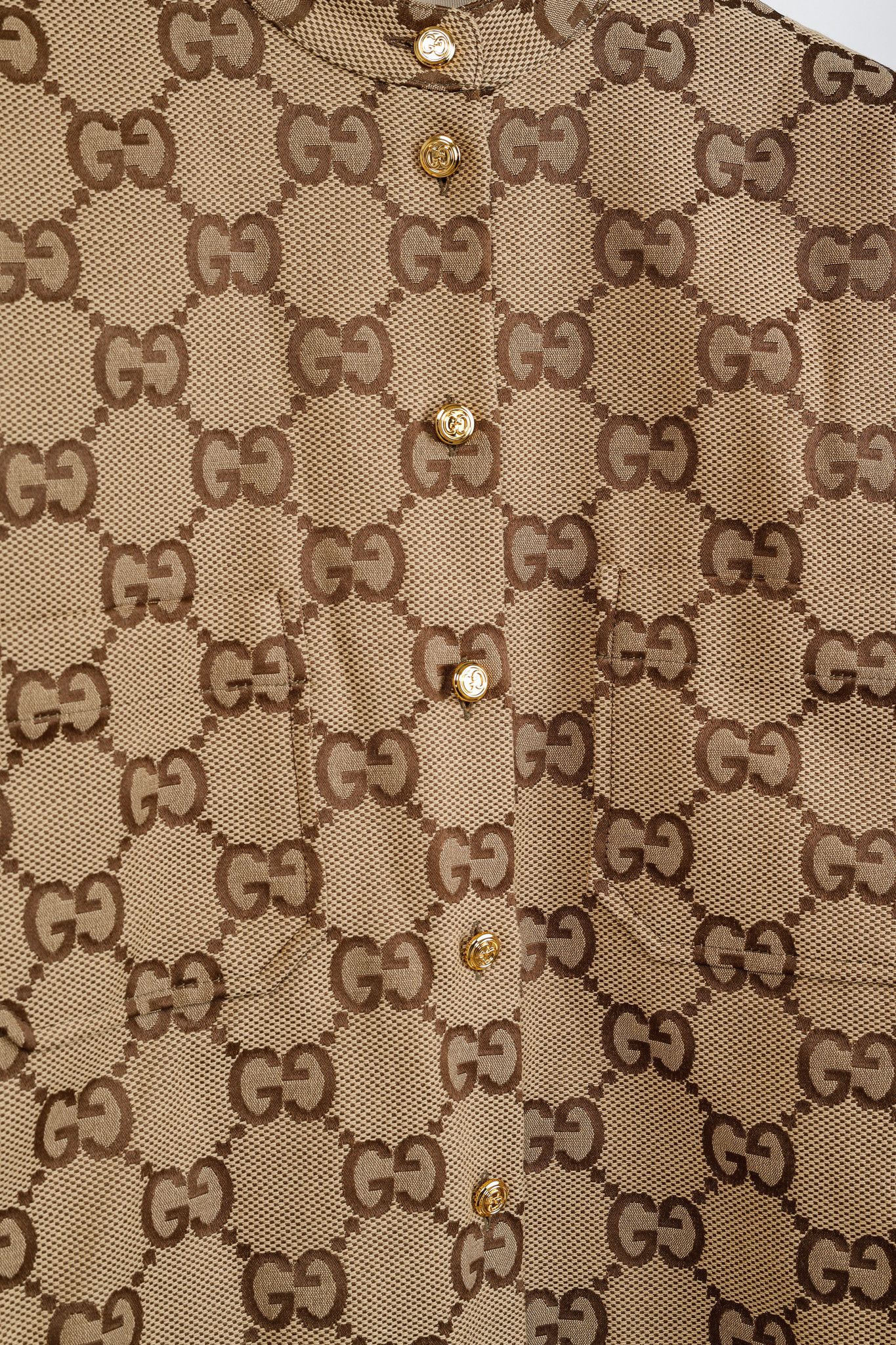 Gucci Gucci Camel Ebony Maxi GG Canvas Utility Shirt Size XS / US 0-2 / IT 36-38 - 7 Thumbnail