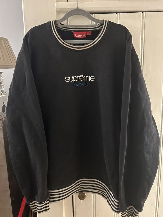 Supreme Supreme Classic Logo Striped Rib Crewneck F/W 2014 XL