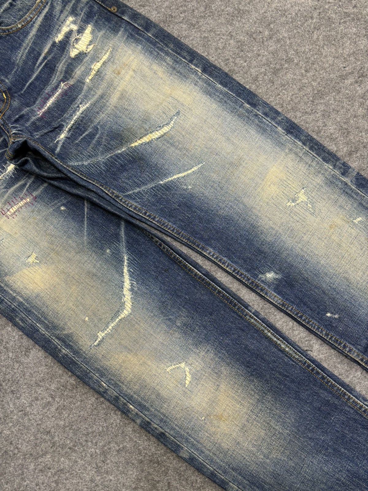 Japanese Brand 💥Sick💥BAGARCH Distressed Raw Stitch Selvedge Denim F543 Size US 31 - 11 Thumbnail