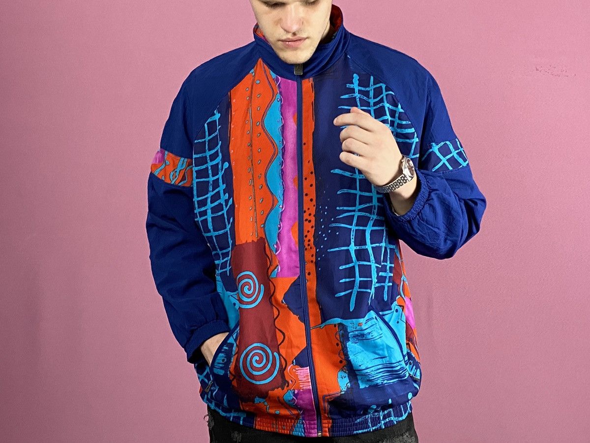 Vintage 90s Vintage Men's Abstract Windbreaker Jacket - L Size US L / EU 52-54 / 3 - 4 Thumbnail