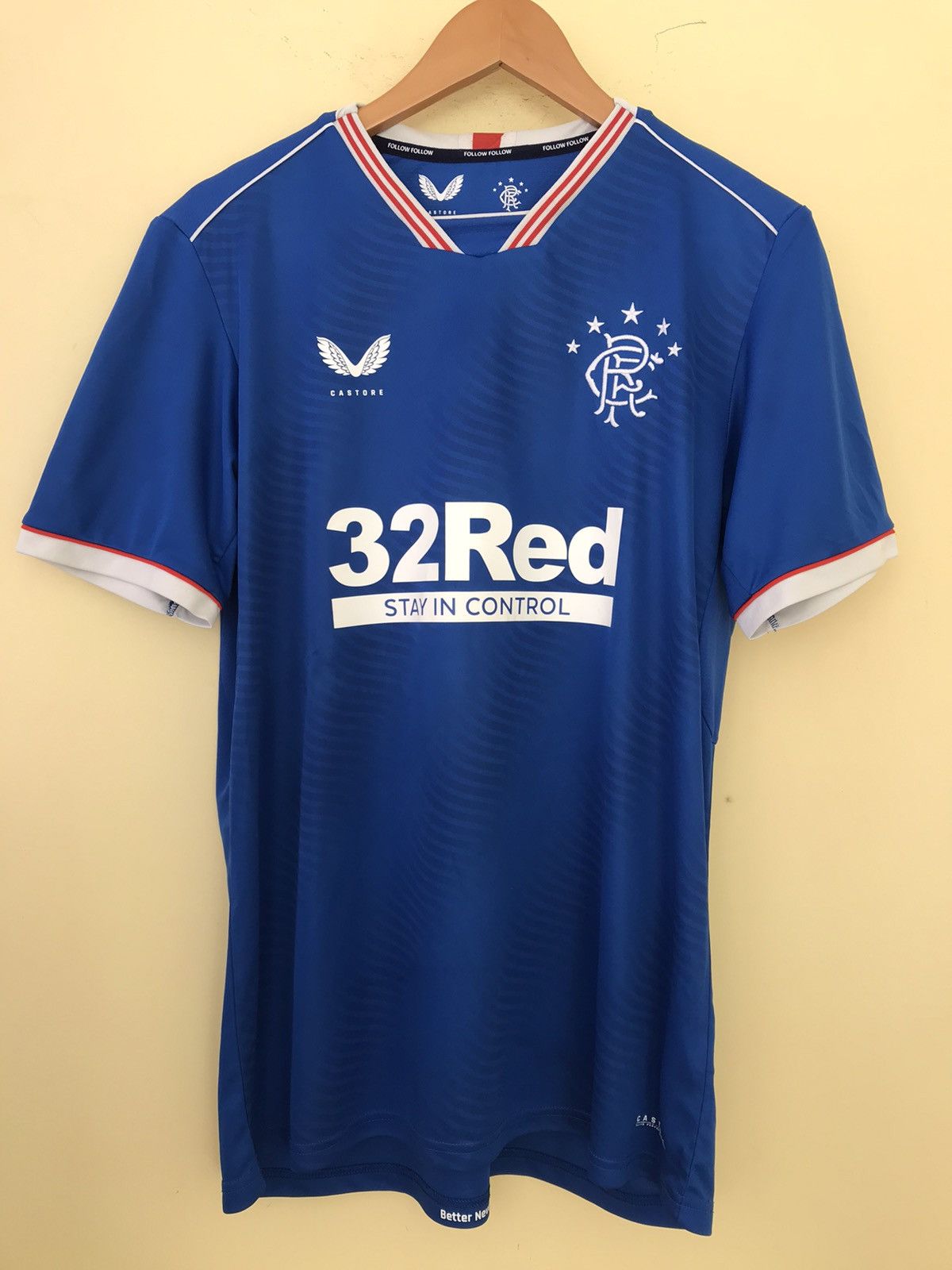 Soccer Jersey Glasgow Rangers 2020 2021 Castore home football shirt ...