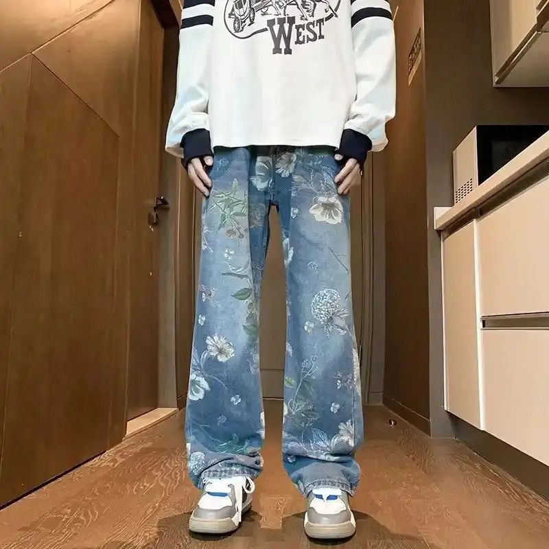 Japanese Brand Y2K Fashion Flowers Print Baggy New Jeans Size US 34 / EU 50 - 3 Thumbnail