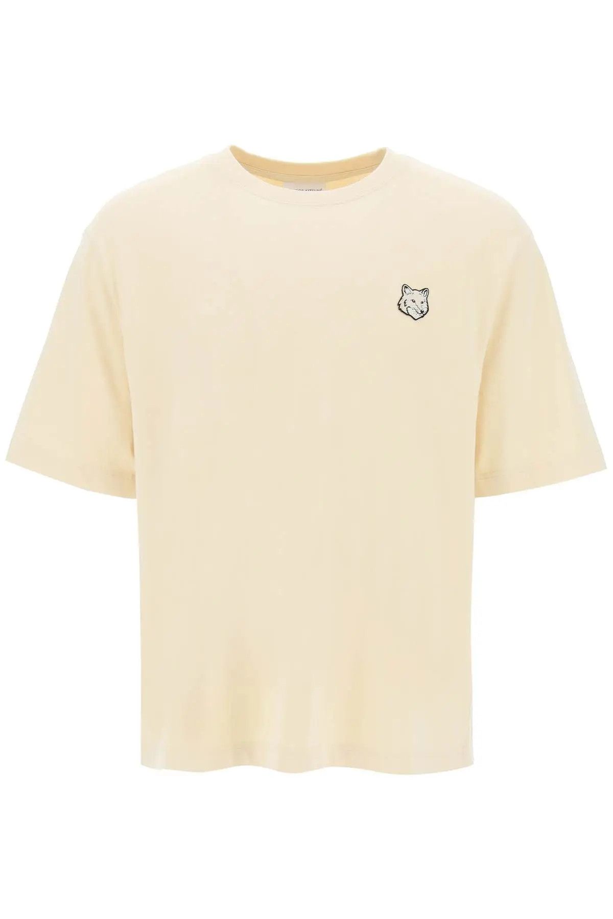 image of Maison Kitsune O1S22I1N0324 "bold Fox Head Patch T-Shirt In Ivory, Men's (Size Small)