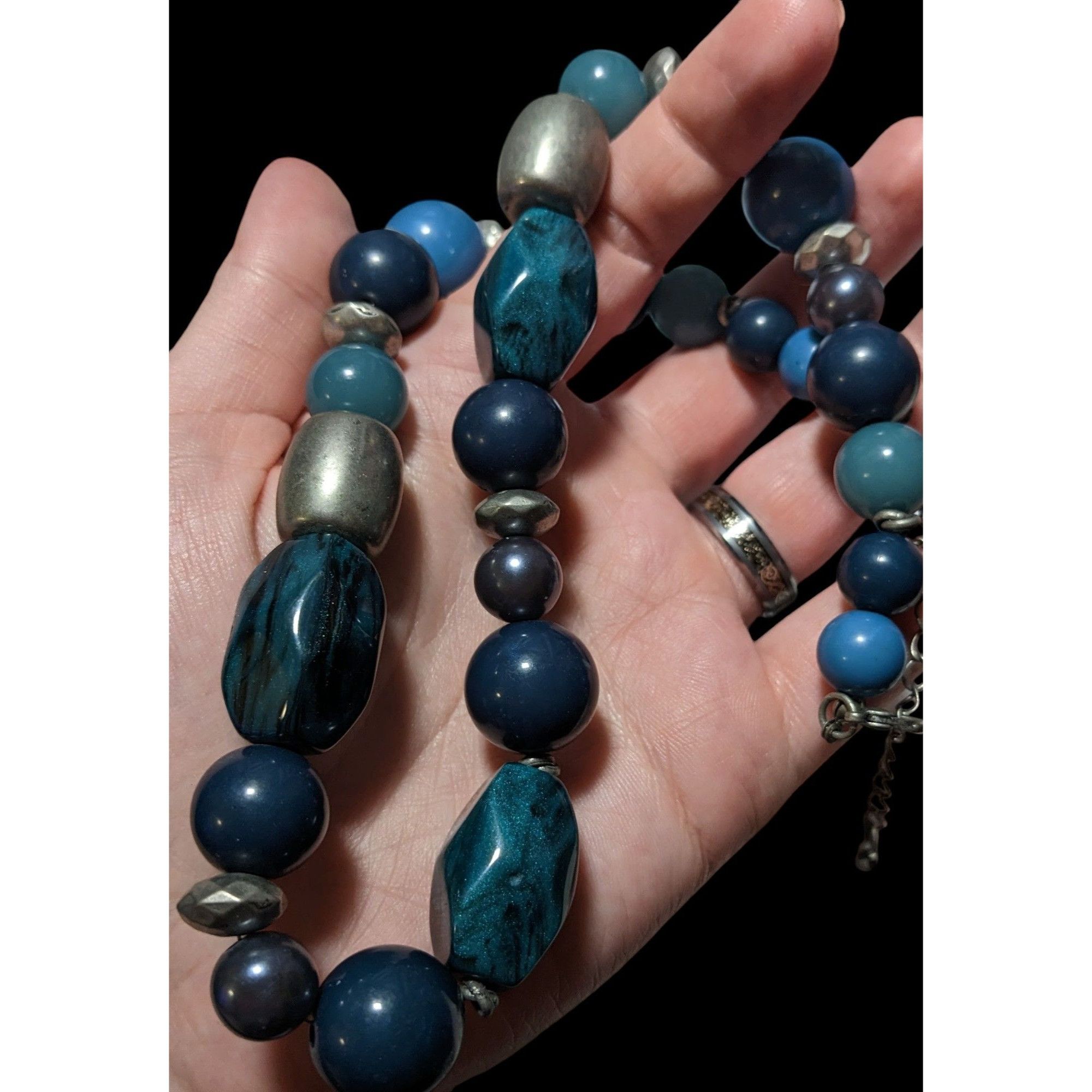 Other Blue And Silver Casual Chunky Beaded Necklace Size ONE SIZE - 4 Thumbnail
