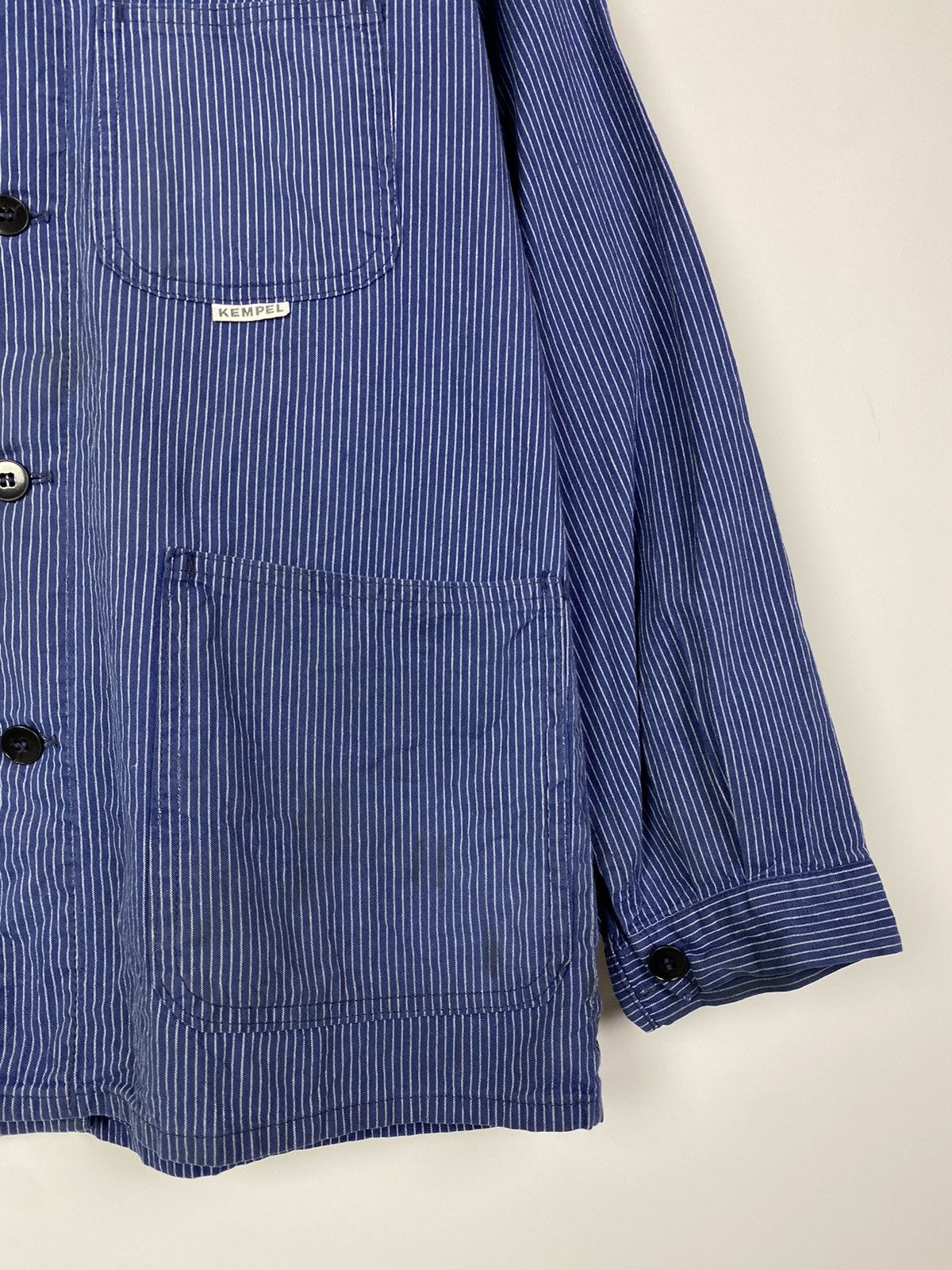 Vintage 90s Vintage Kempel Hickory Stripe Chore Work Over Shirt Size US S / EU 44-46 / 1 - 8 Thumbnail