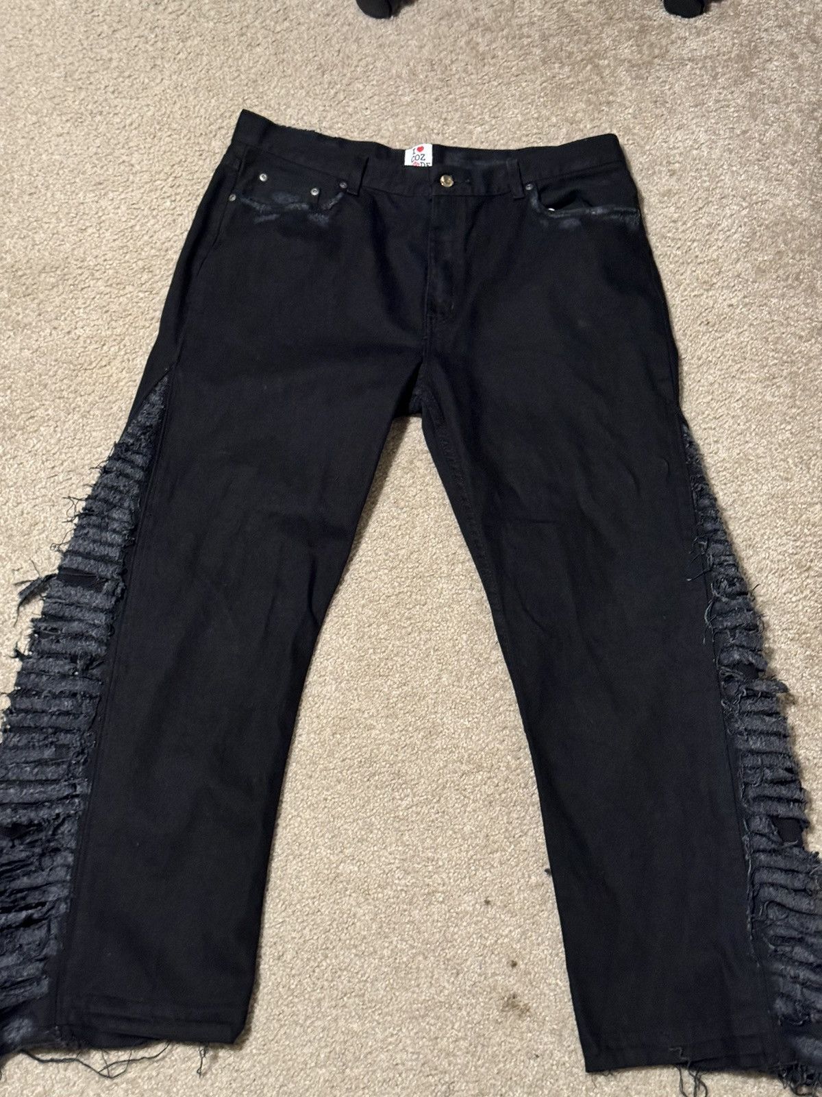 image of I Made Cozy Distressed Denim in Black, Men's (Size 36)