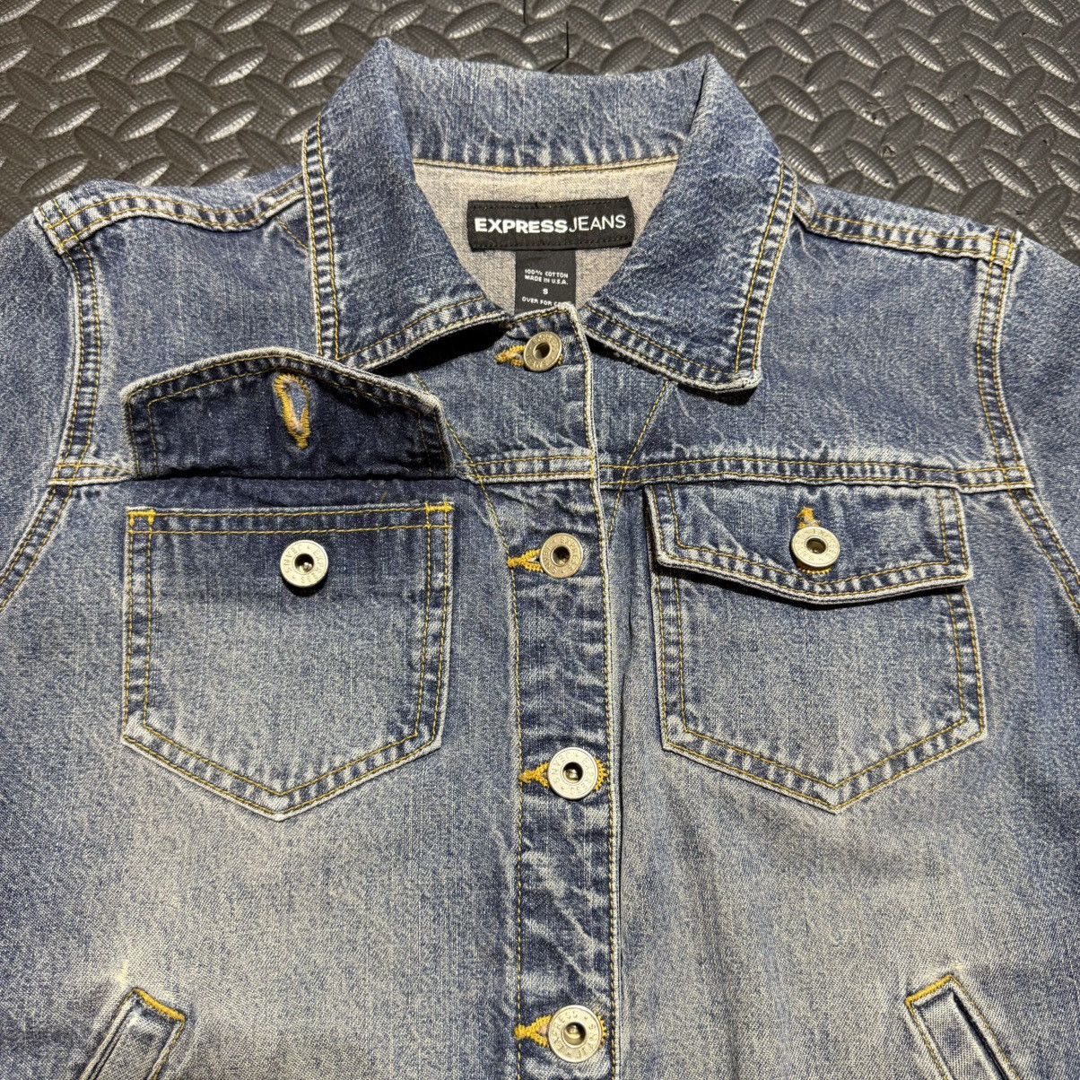 Express Vintage Express Jeans Denim Jacket Cropped Y2K USA Small Size S / US 4 / IT 40 - 4 Thumbnail
