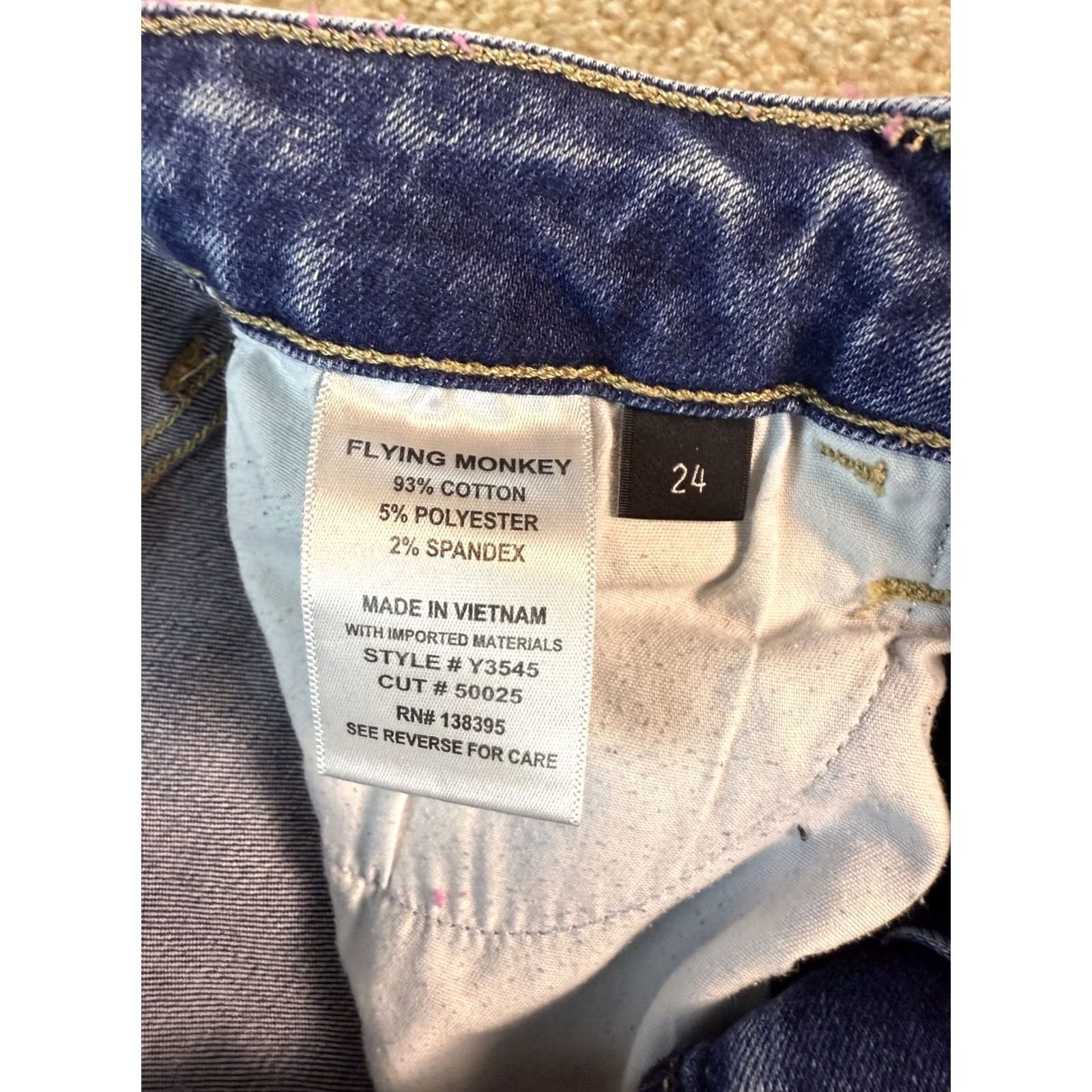 Vintage Flying Monkey Jeans Womens Skinny Ankle Low Rise Distressed Blue Size 24 26x26 D264 Size 42" / US 20 - 7 Thumbnail