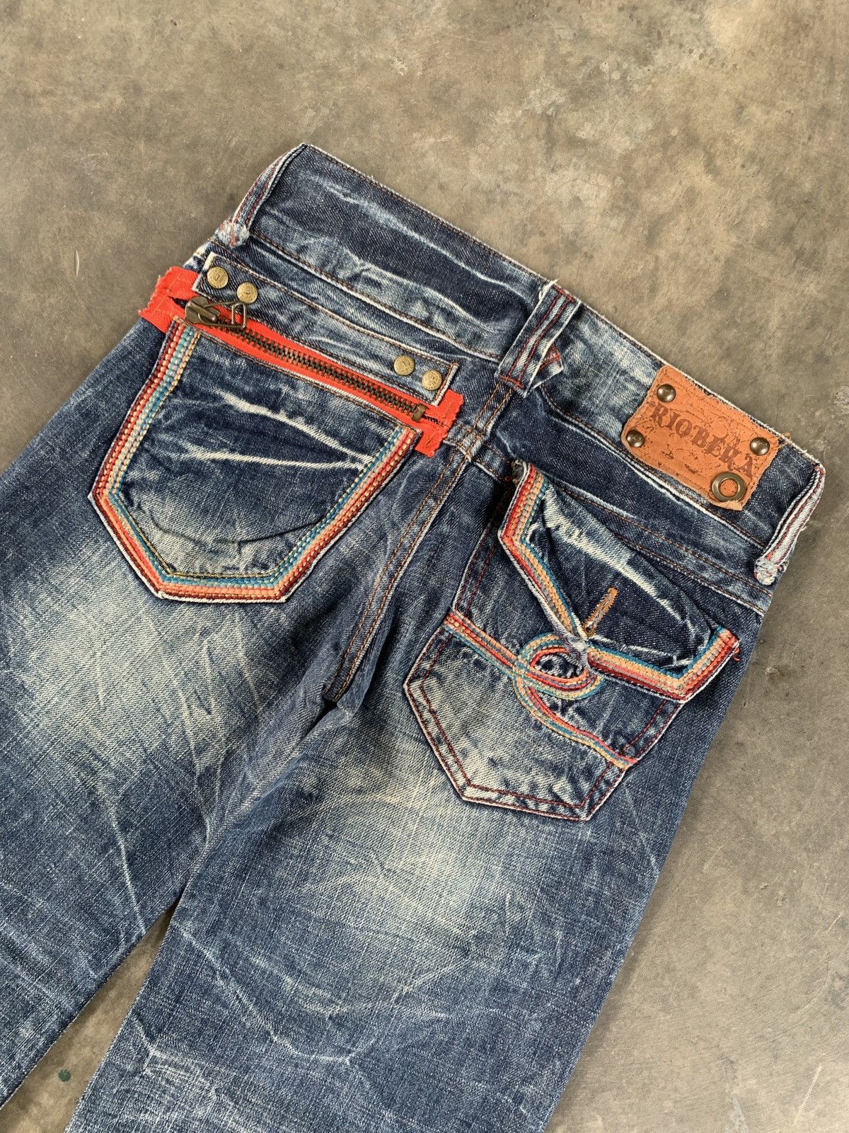 Japanese Brand Riobera whiskered fade earthquake flare jeans Size 29" - 6 Thumbnail