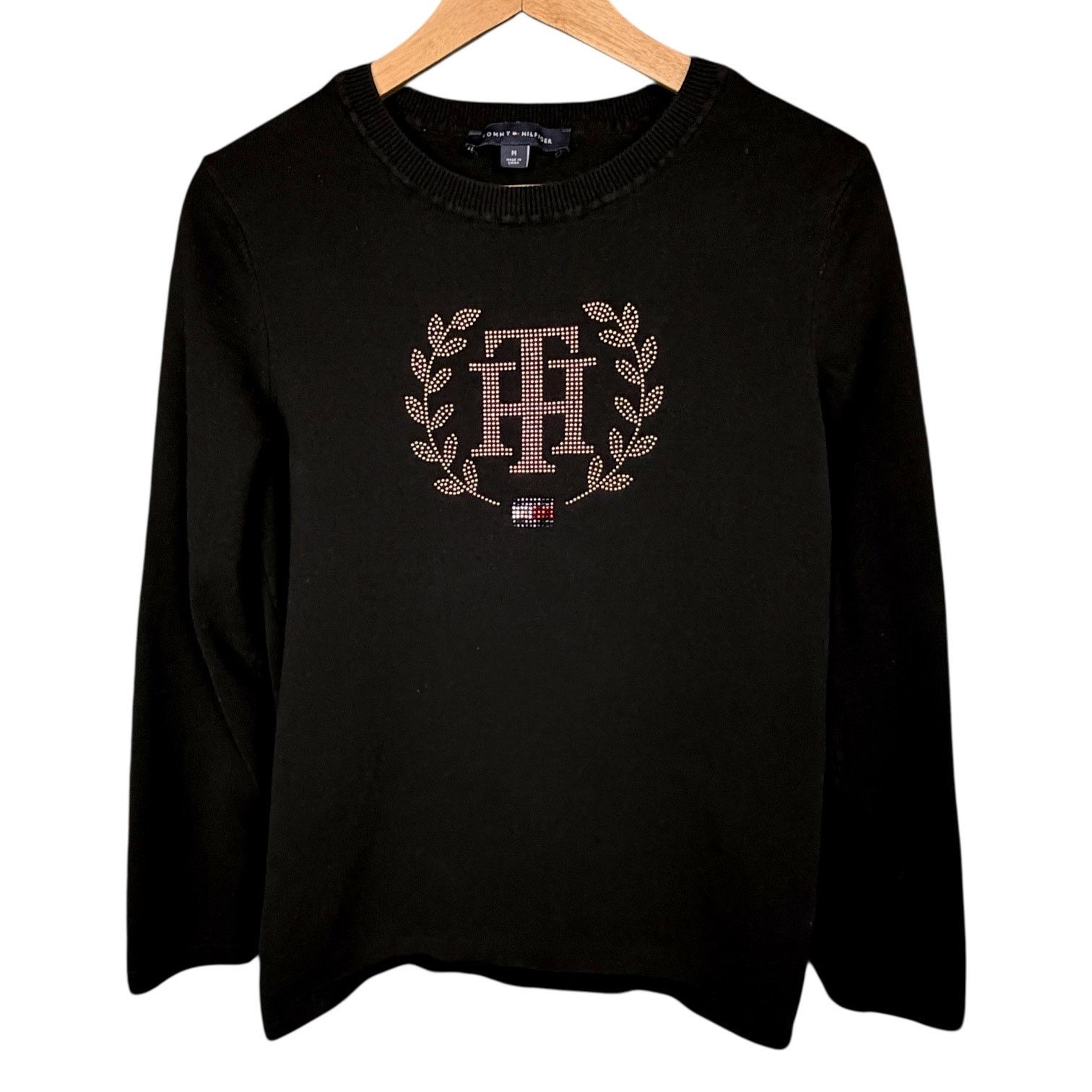 Tommy Hilfiger Tommy Hilfiger Women's Black Studded Crest Sweater Women M Size M / US 6-8 / IT 42-44 - 6 Thumbnail
