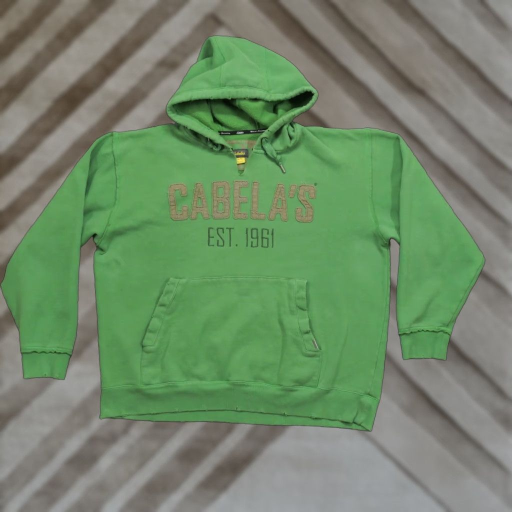 Vintage Cabela's Hoodie Adult XL Green Pullover Distressed Logo Mens Sweatshirt Size US XL / EU 56 / 4 - 1 Thumbnail